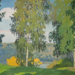 Вечер. Берёзы. Плёс