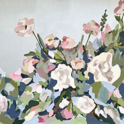 Abstract flowers / silver canvas