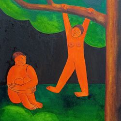 Оранжевая пара под деревом