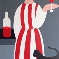 Красное вино и черная кошка