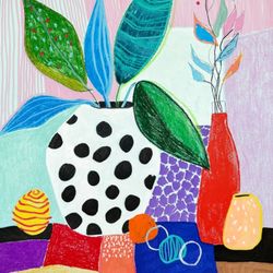 Яркий натюрморт с вазами