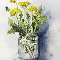 Банка с одуванчиками