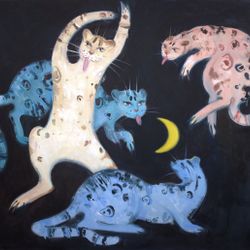 Танец кошек под молодой луной
