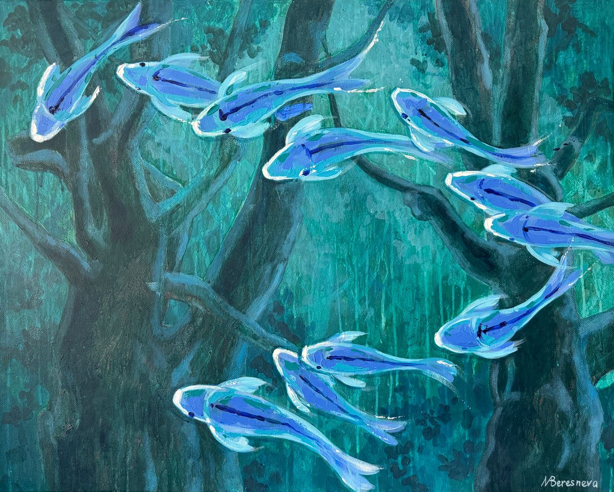 Картина, живопись Изумрудный вечер – Марина Береснева, 100 x 80 см ...