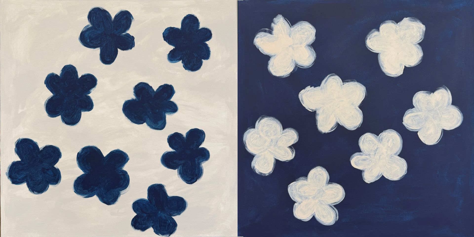 Саша Робинсон (Картина, живопись - 
                  120 x 60 см) Диптих. Сине-белая абстракция