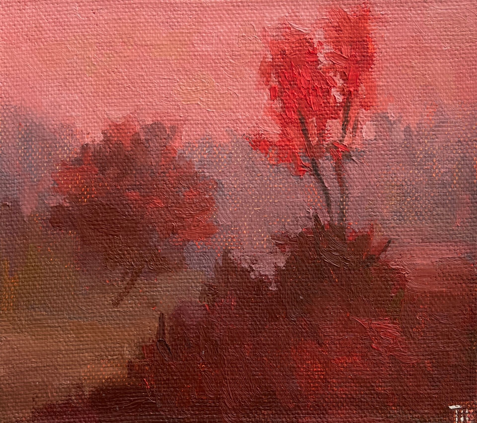 Владислава Тарасова (Картина, живопись - 
                  16.5 x 14.5 см) Красный туман
