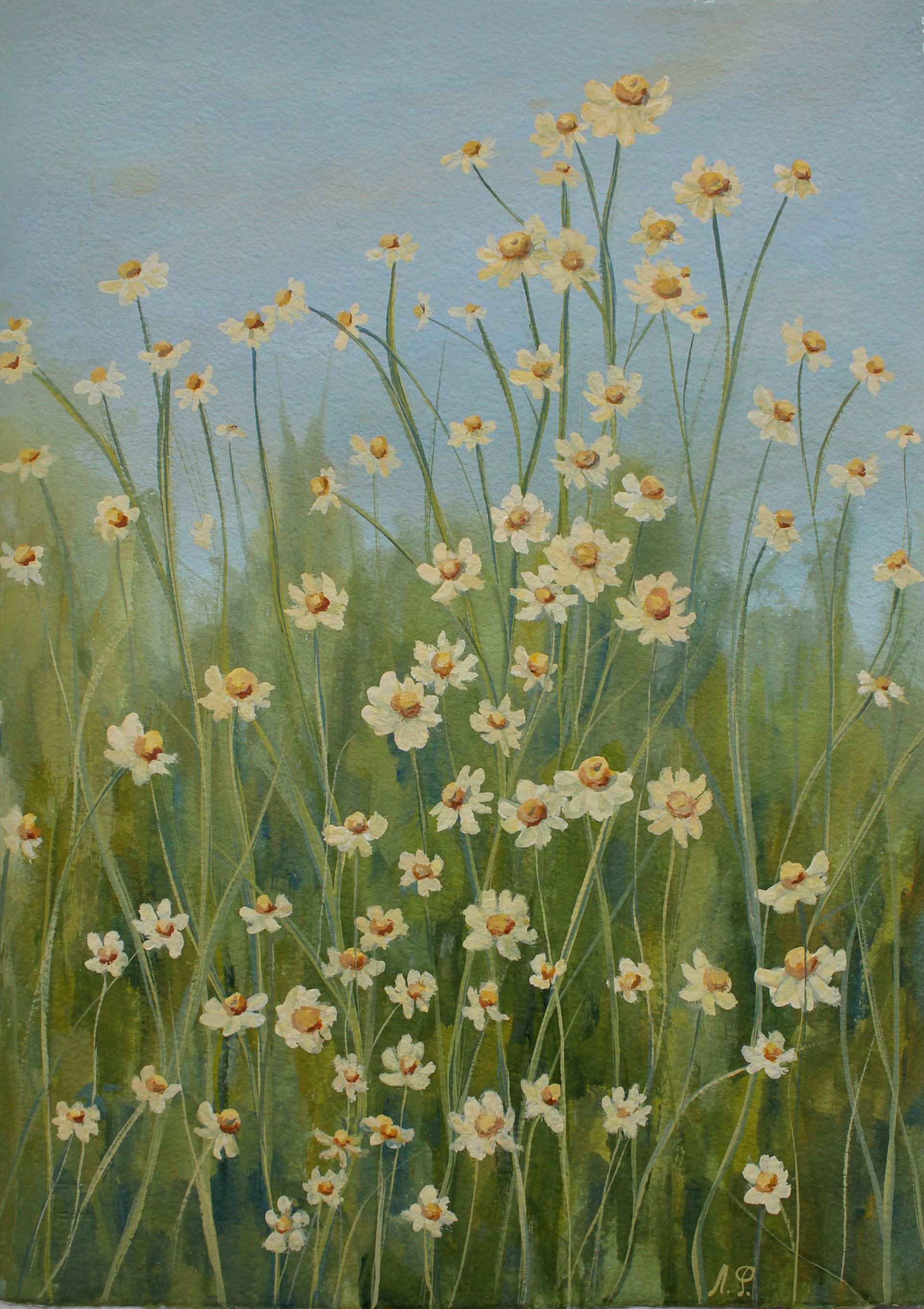 Любовь Фонарева (Авторская графика - 
                  21 x 30 см) Ромашка