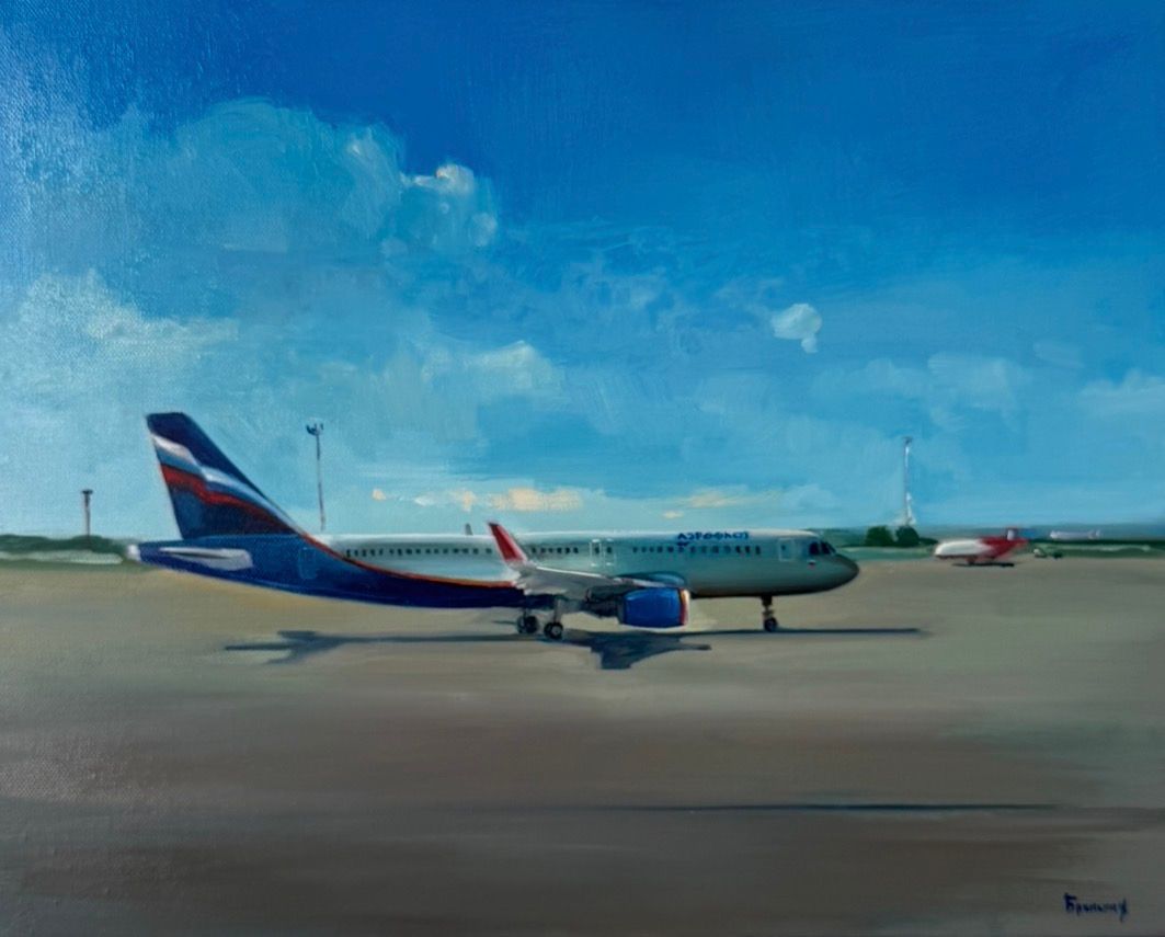 Ольга Бронских (Картина, живопись - 
                  50 x 40 см) Самолет авиакомпании Аэрофлот