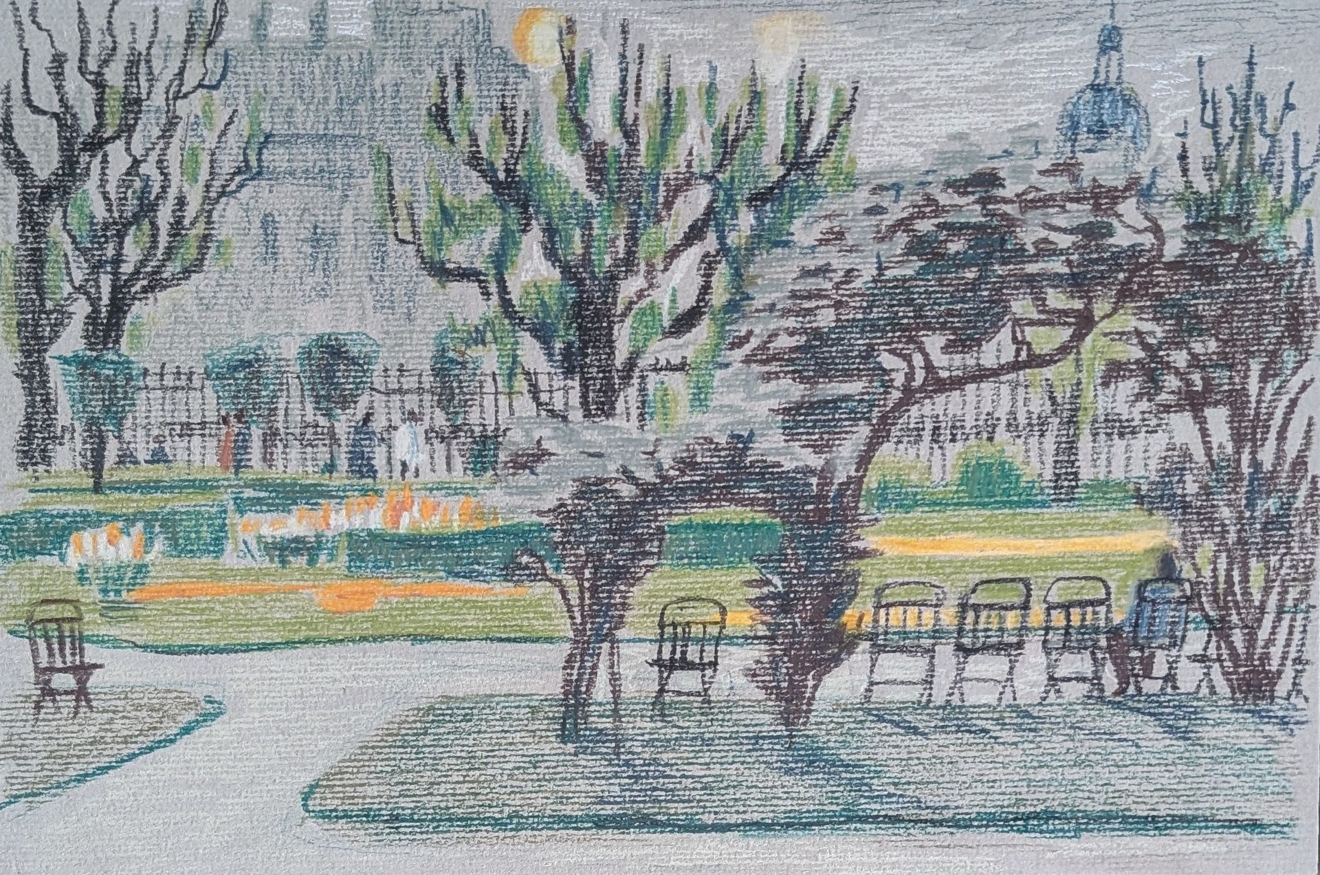 Екатерина Маланьина (Авторская графика - 
                  30 x 24 см) Фольксгартен. Вена
