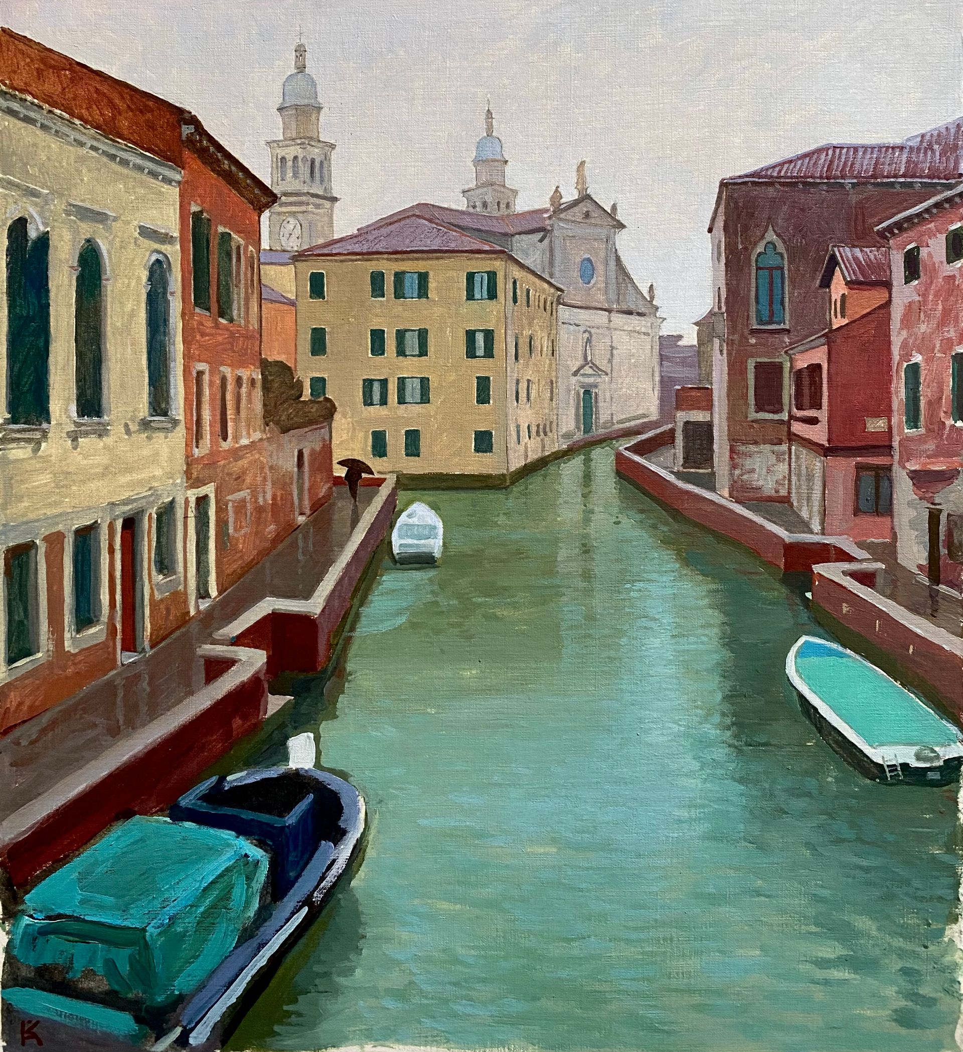 Алексей Кротов (Авторская графика - 
                  30 x 33 см) Дождливое утро в Венеции