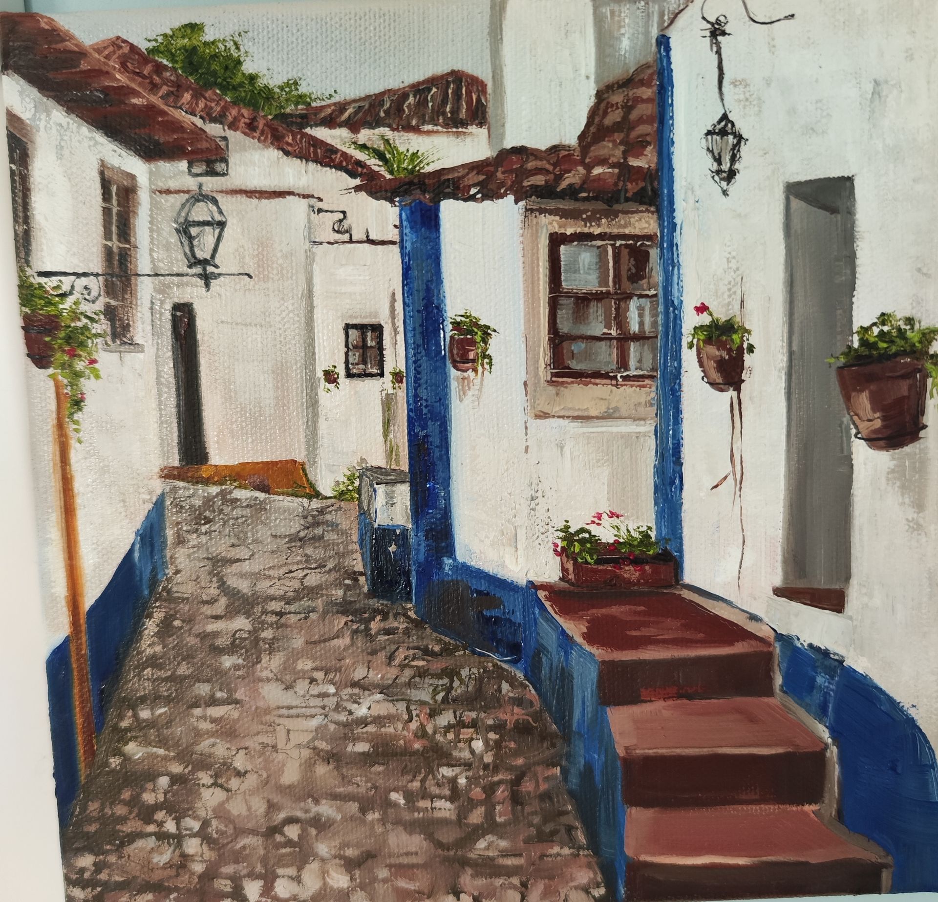 Мила Bezú (Картина, живопись - 
                  20 x 20 см) Greek houses 2
