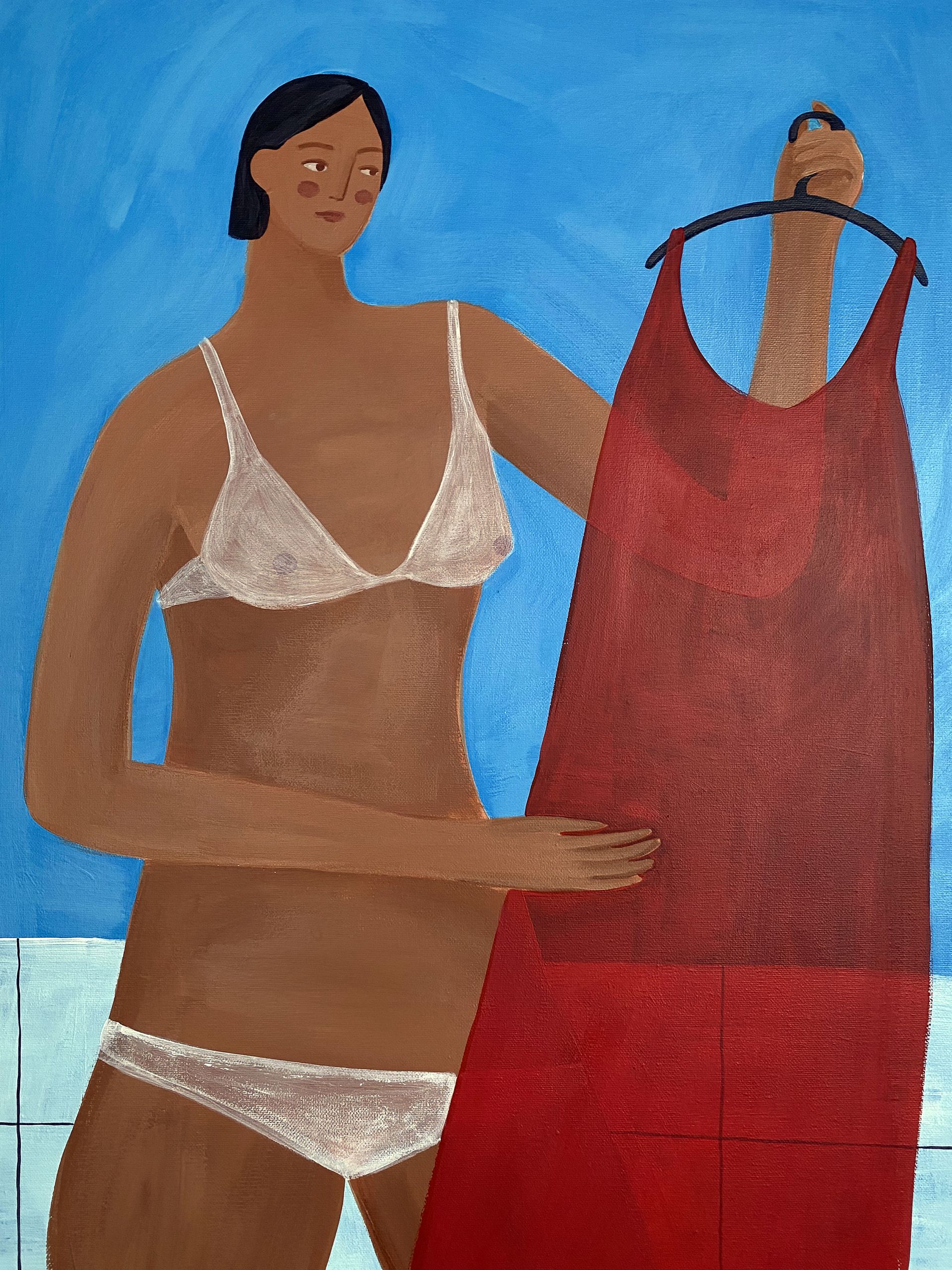 Ксения Хромцова (Картина, живопись - 
                  50 x 70 см) Красное платье