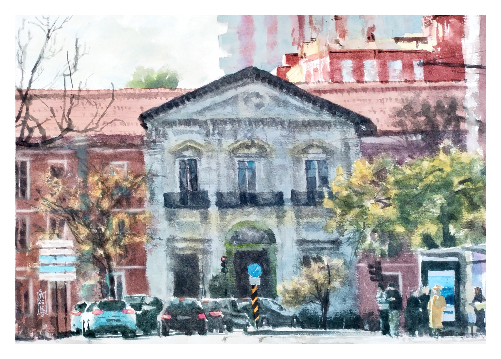 Александр Кормилицын (Авторская графика - 
                  42 x 30 см) Мимолетная встреча в Рату