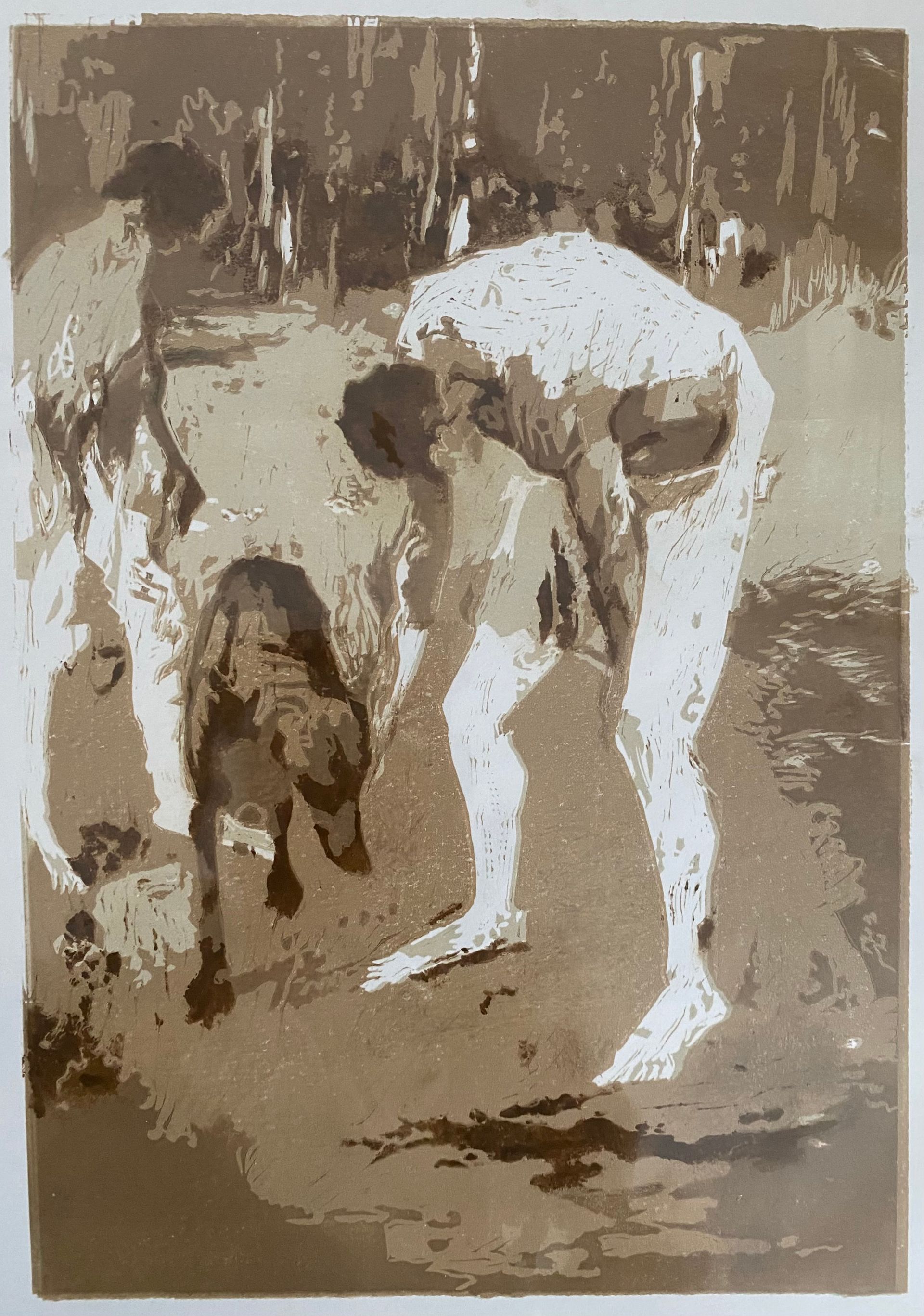 Лена Троянская (Графика печатная - 
                  30 x 40 см) Мальчик с собакой