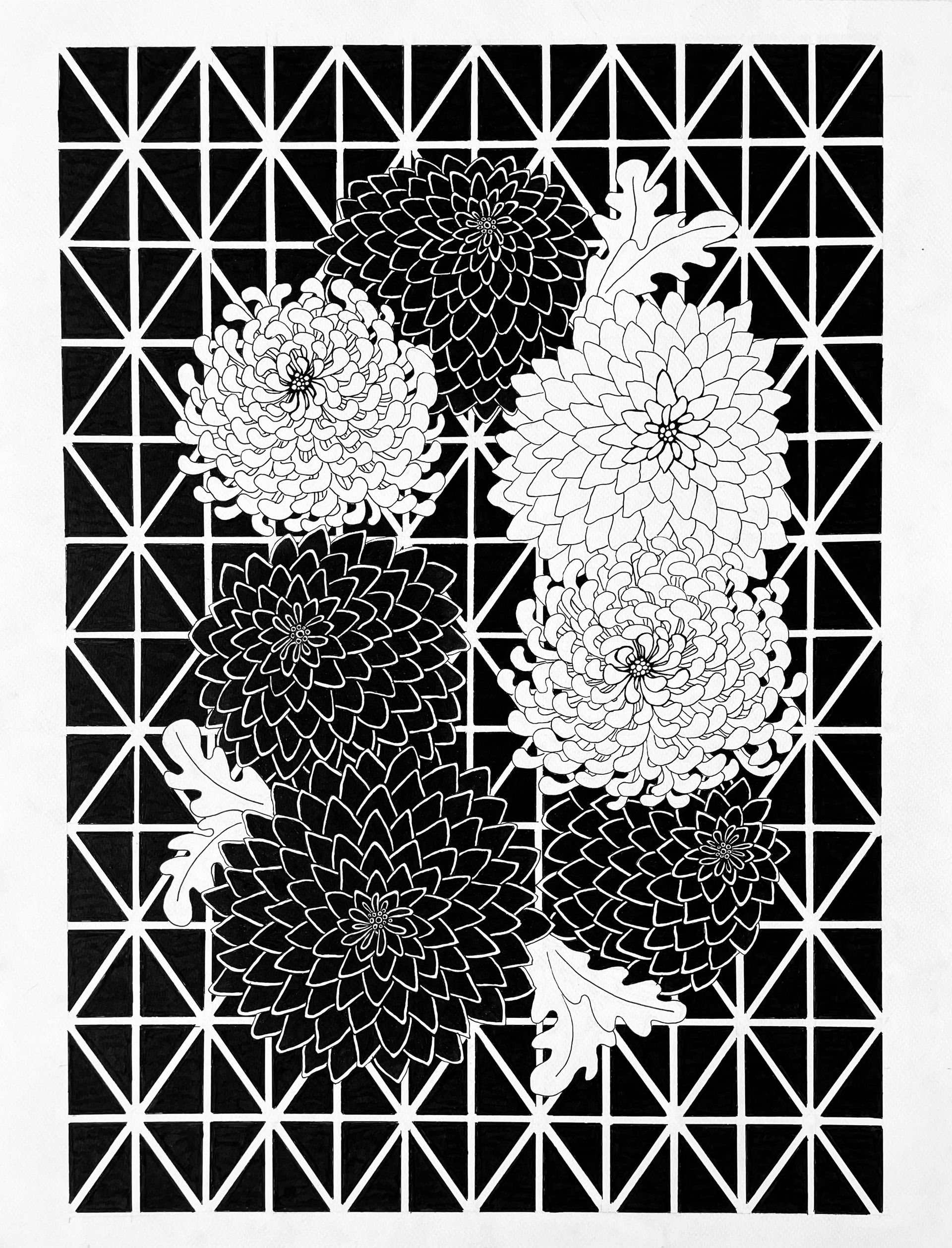 Марина Астахова (Авторская графика - 
                  50 x 65 см) Цветы монохром