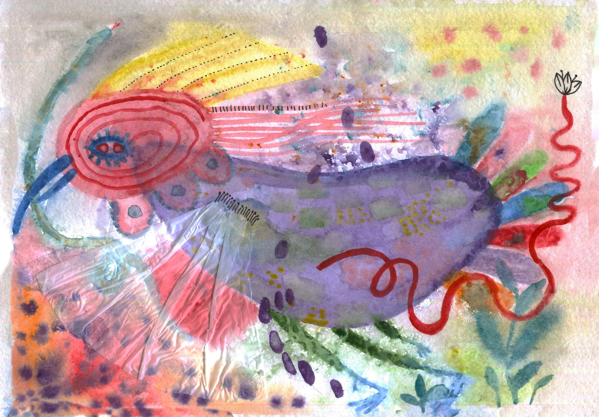 Оля Душкина (Авторская графика - 
                  29.7 x 21.0 см) Ни рыба ни мясо ни под дождиком ни под пламенем