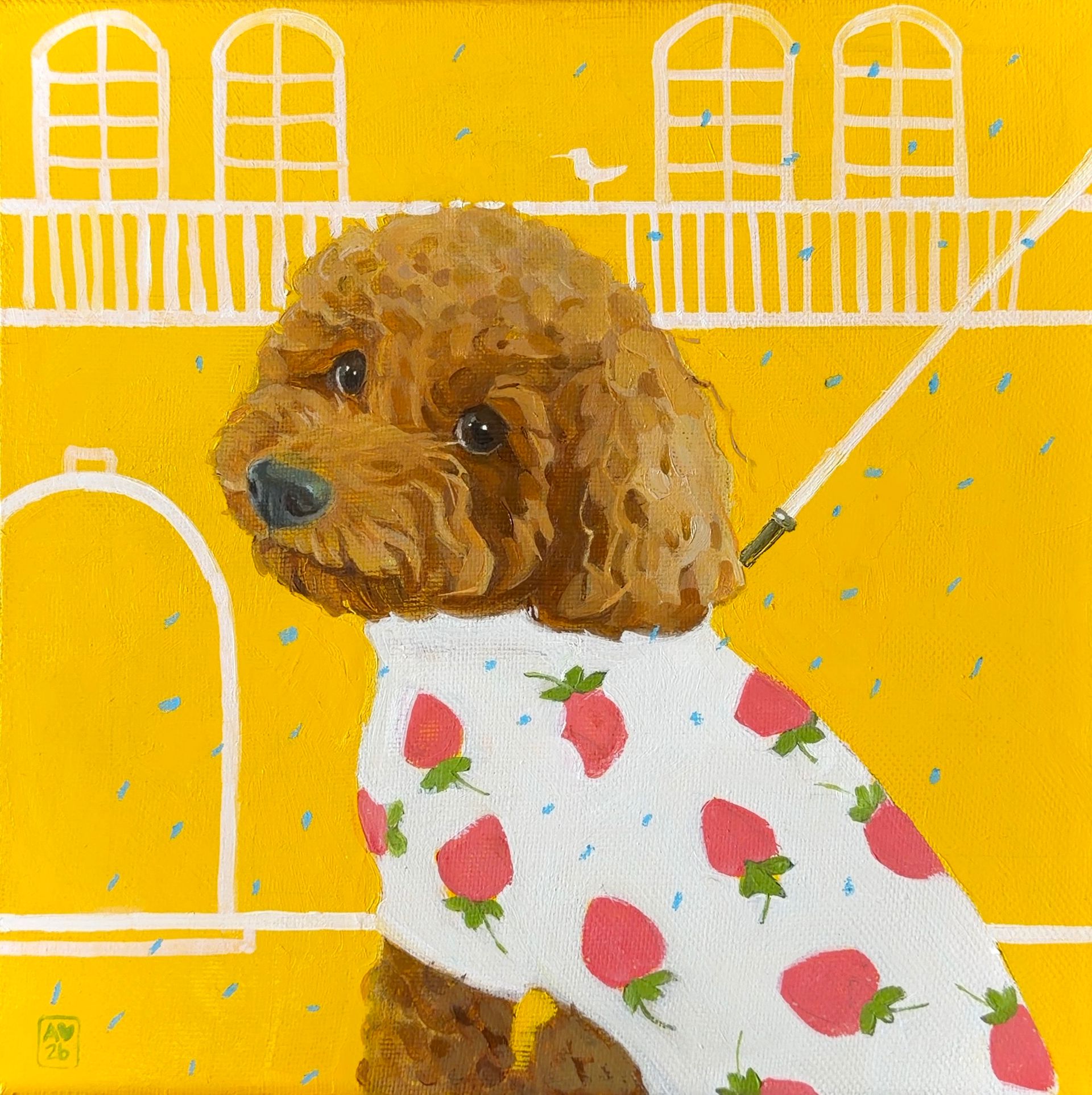 Александра Сергеева (Картина, живопись - 
                  30 x 30 см) Клубничный дождевик