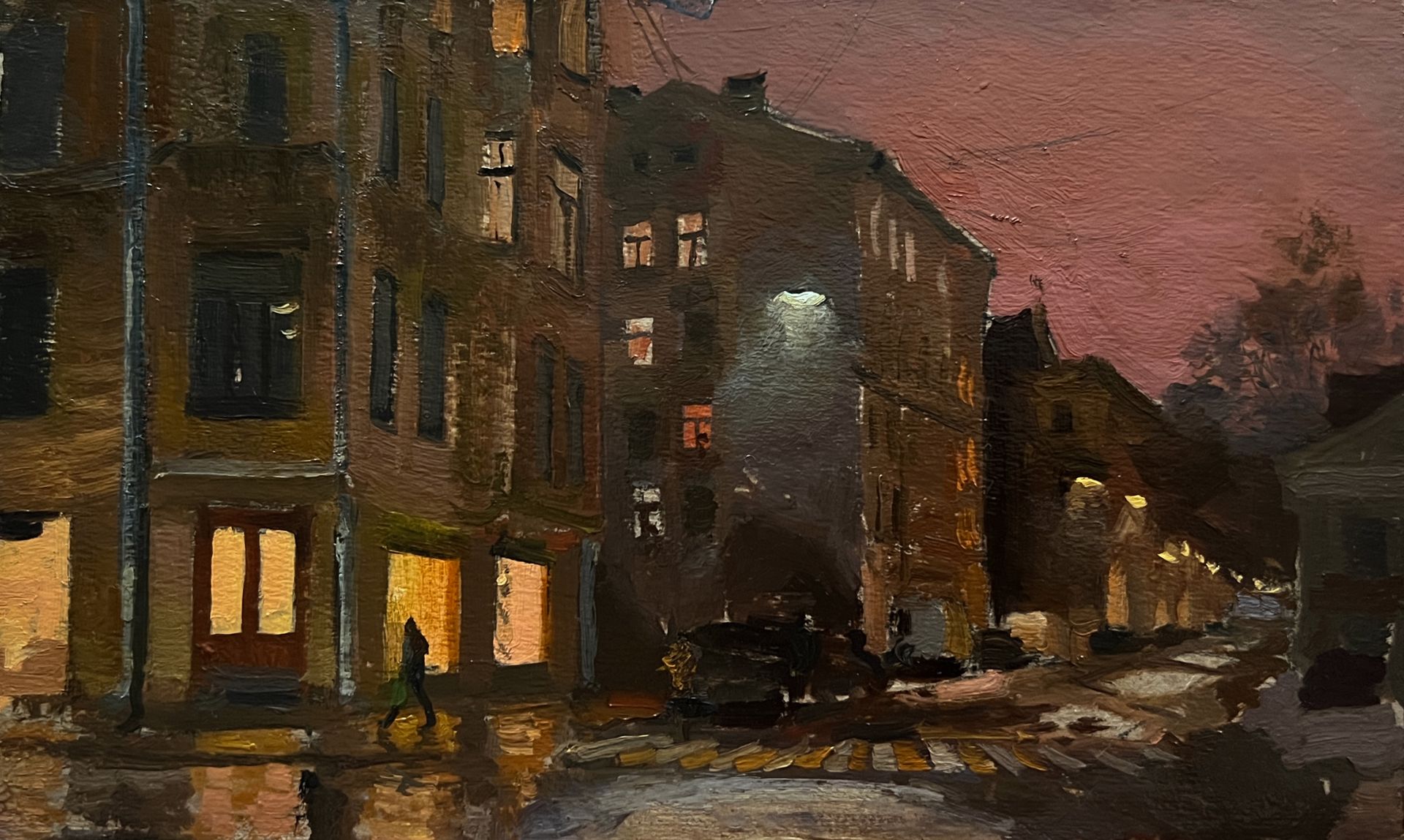 Михаил Псюрников (Картина, живопись - 
                  25 x 15 см) Ночной город 4