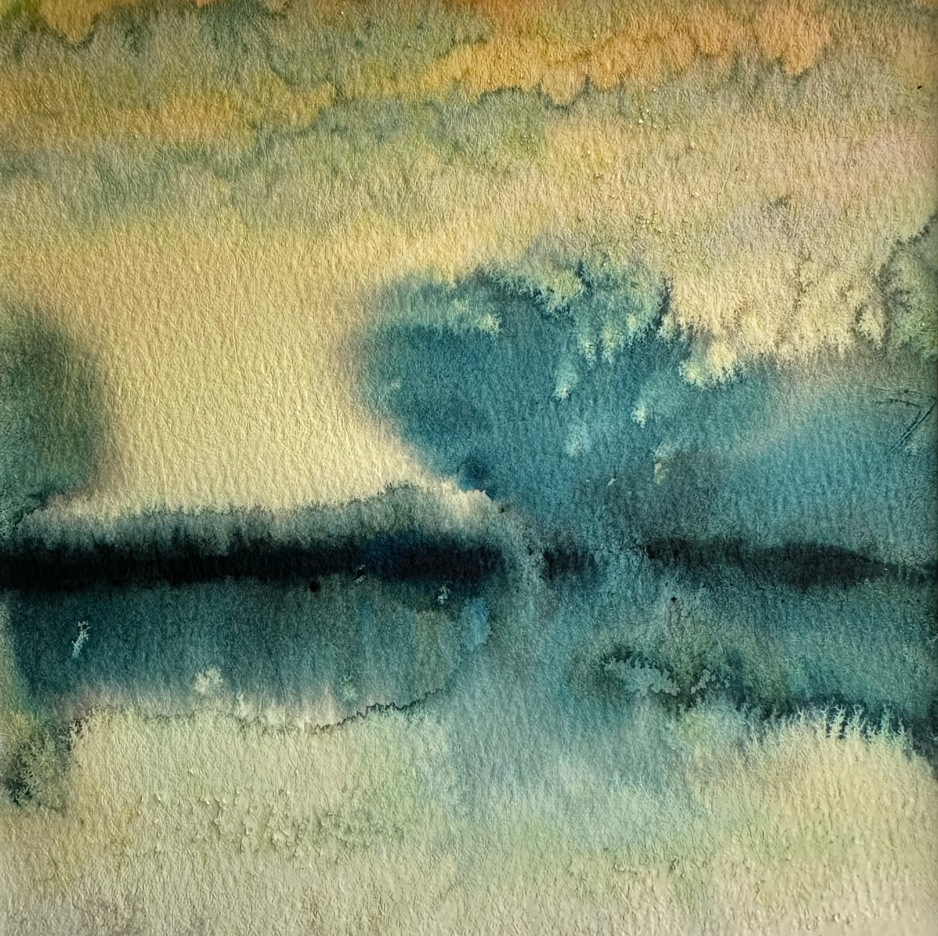 Анастасия Попова (Авторская графика - 
                  30 x 30 см) Вечер на Сылве, часть III