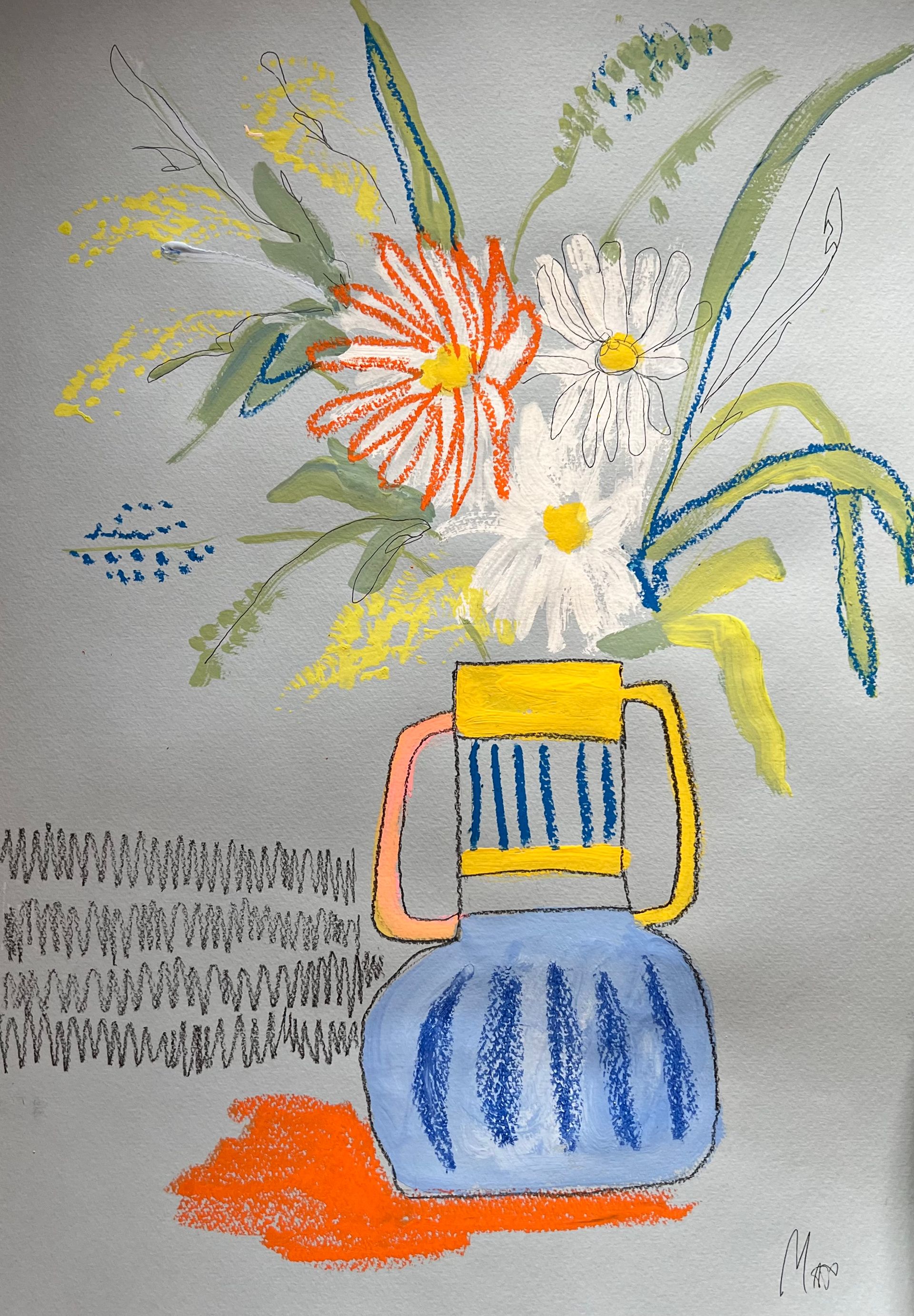 Александра Мато (Авторская графика - 
                  30 x 42 см) Цветы в вазе