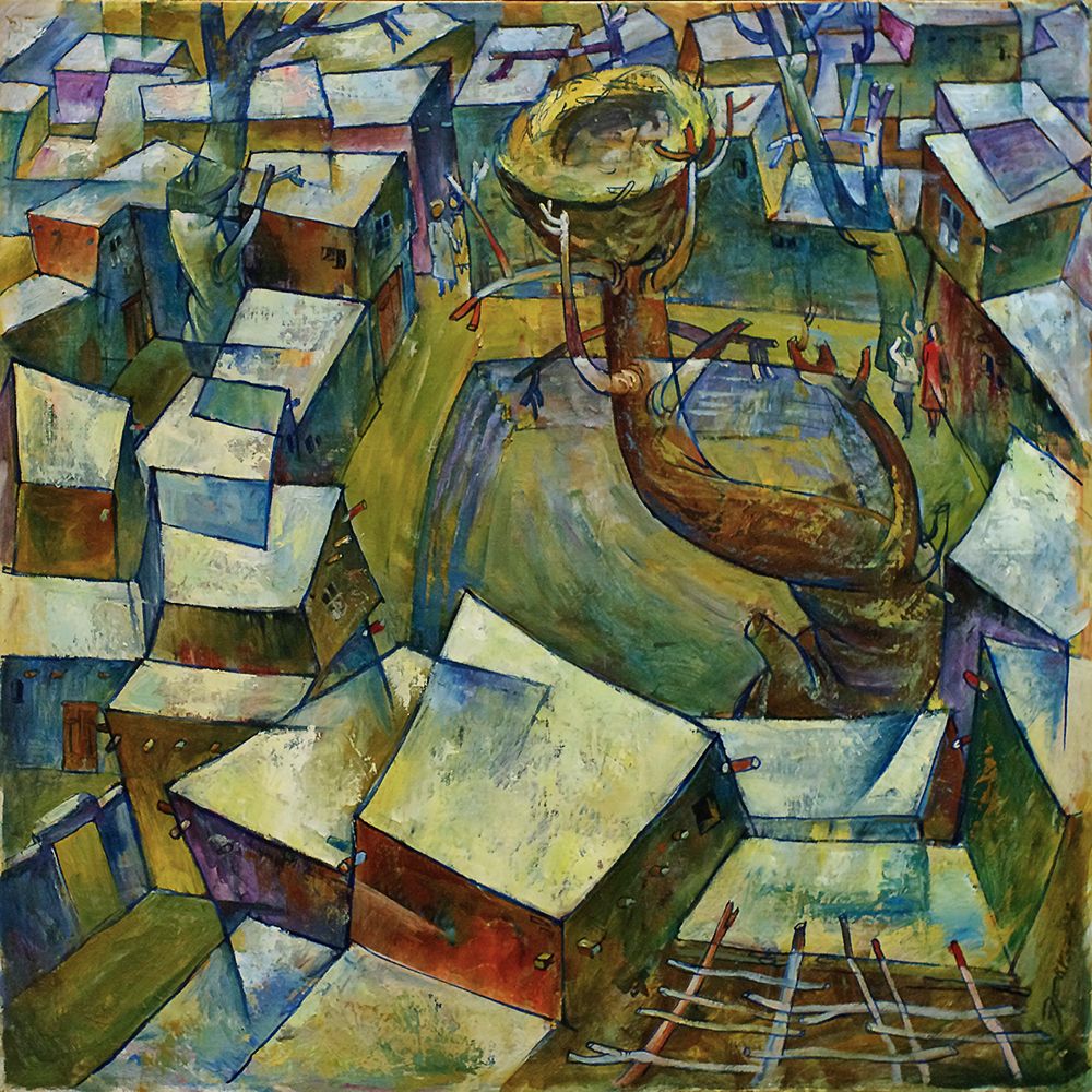 Эркин Джураев (Картина, живопись - 
                  70 x 70 см) Шакр, манзараси