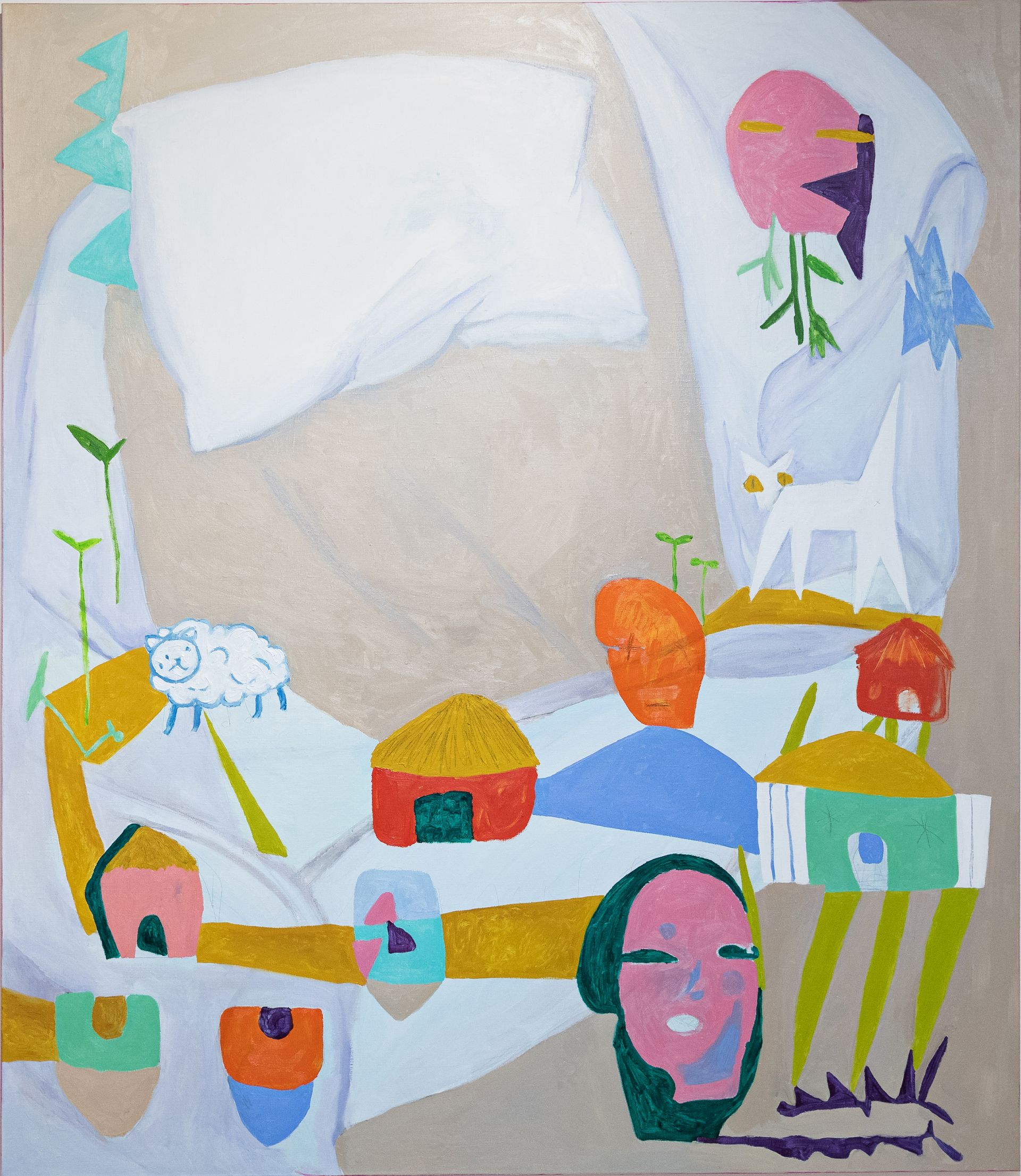 Анна Сави (АСА) (Картина, живопись - 
                  140 x 160 см) Сон о поселении в соседней квартире, народ которого обладает тайным знанием эликсира вечной молодости, производимого одним растением