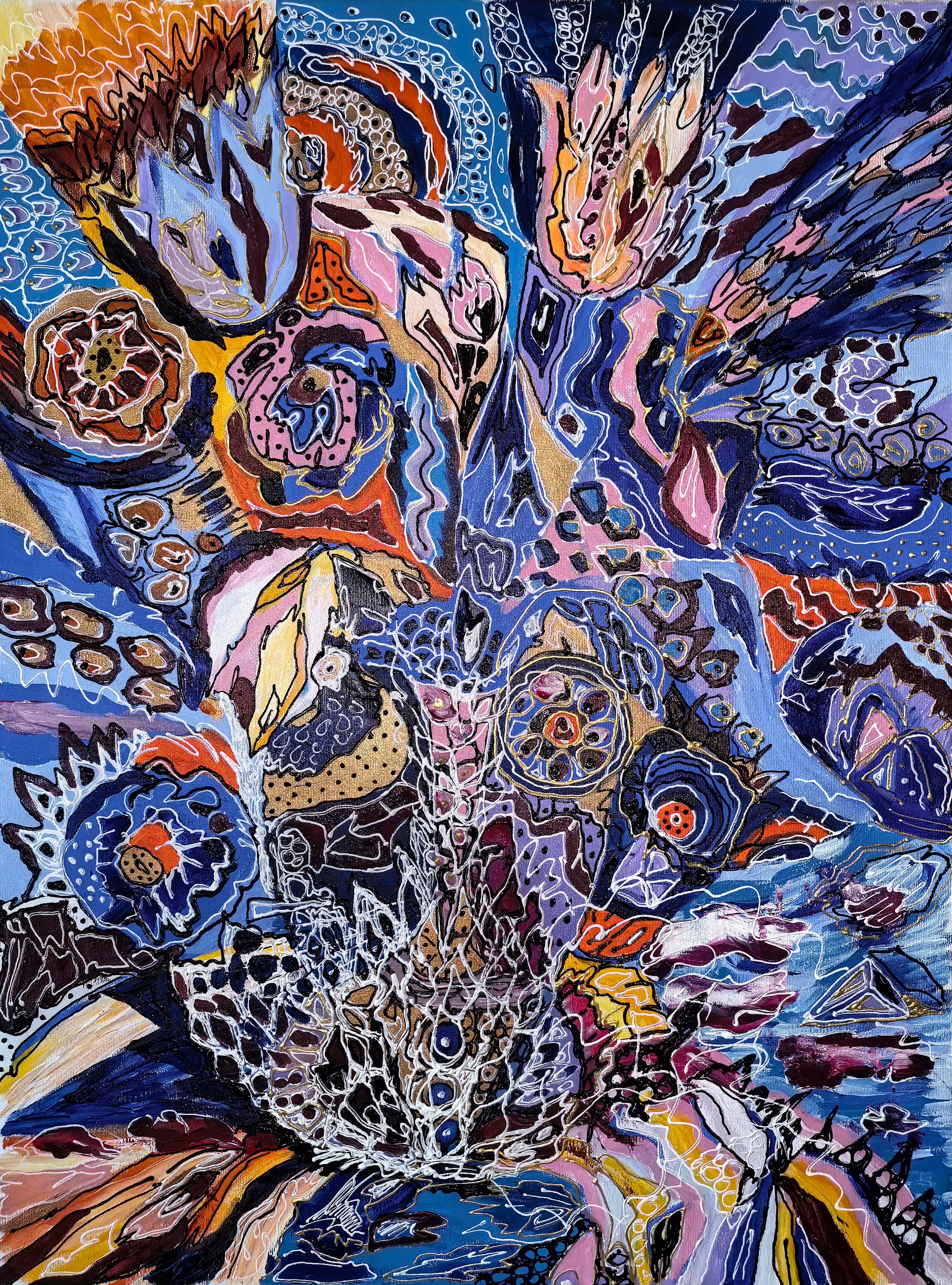 Ирина Шумская (Авторская графика - 
                  60 x 80 см) Синий натюрморт