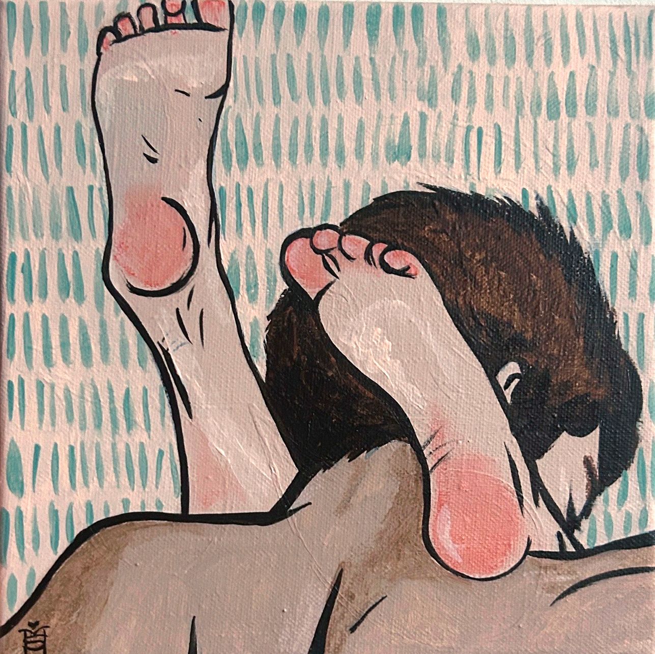 Мария Субботина (Картина, живопись - 
                  20 x 20 см) Ноги вверх!