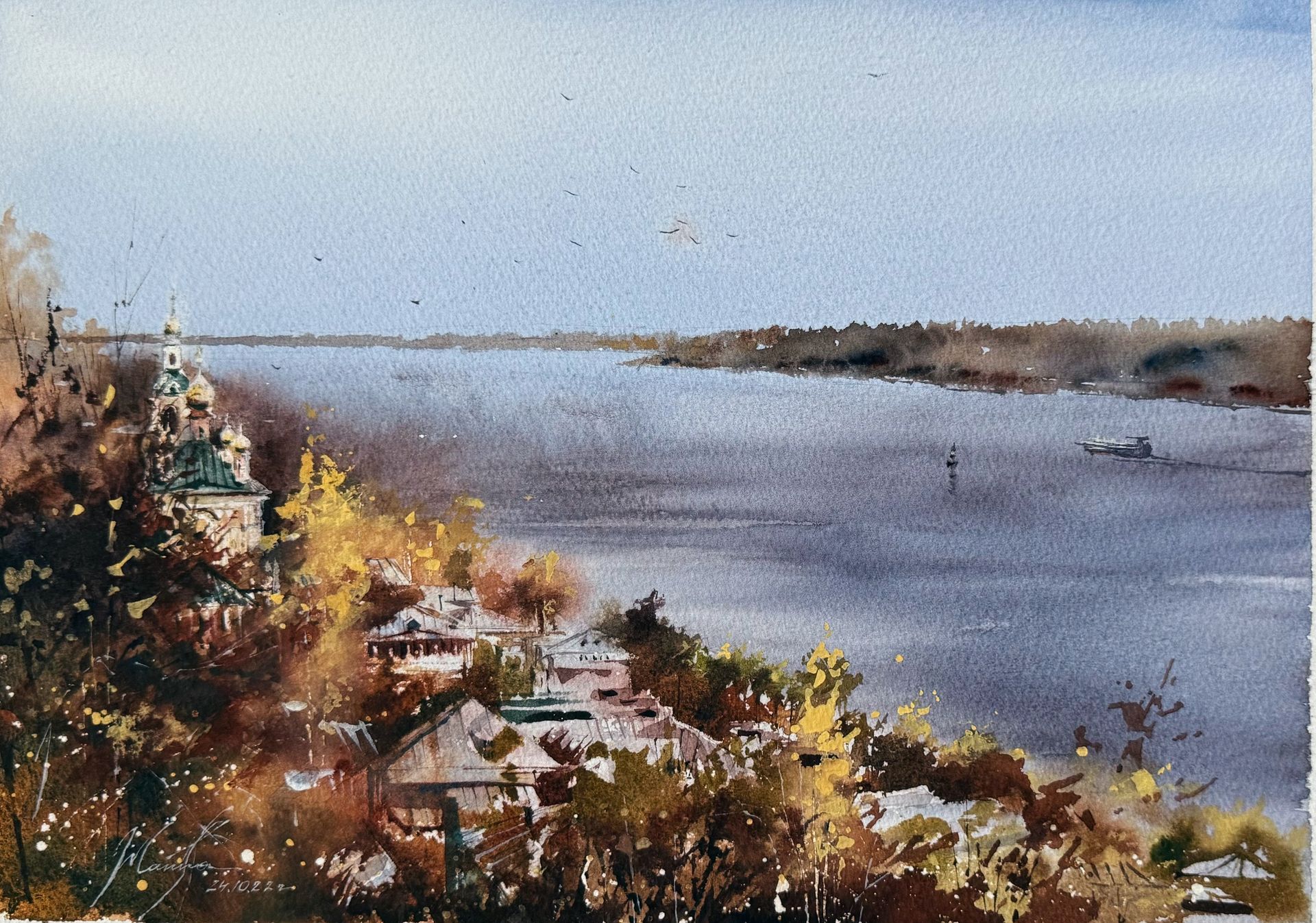 Жанна Губина (Авторская графика - 
                  36 x 26 см) Осенний Плес
