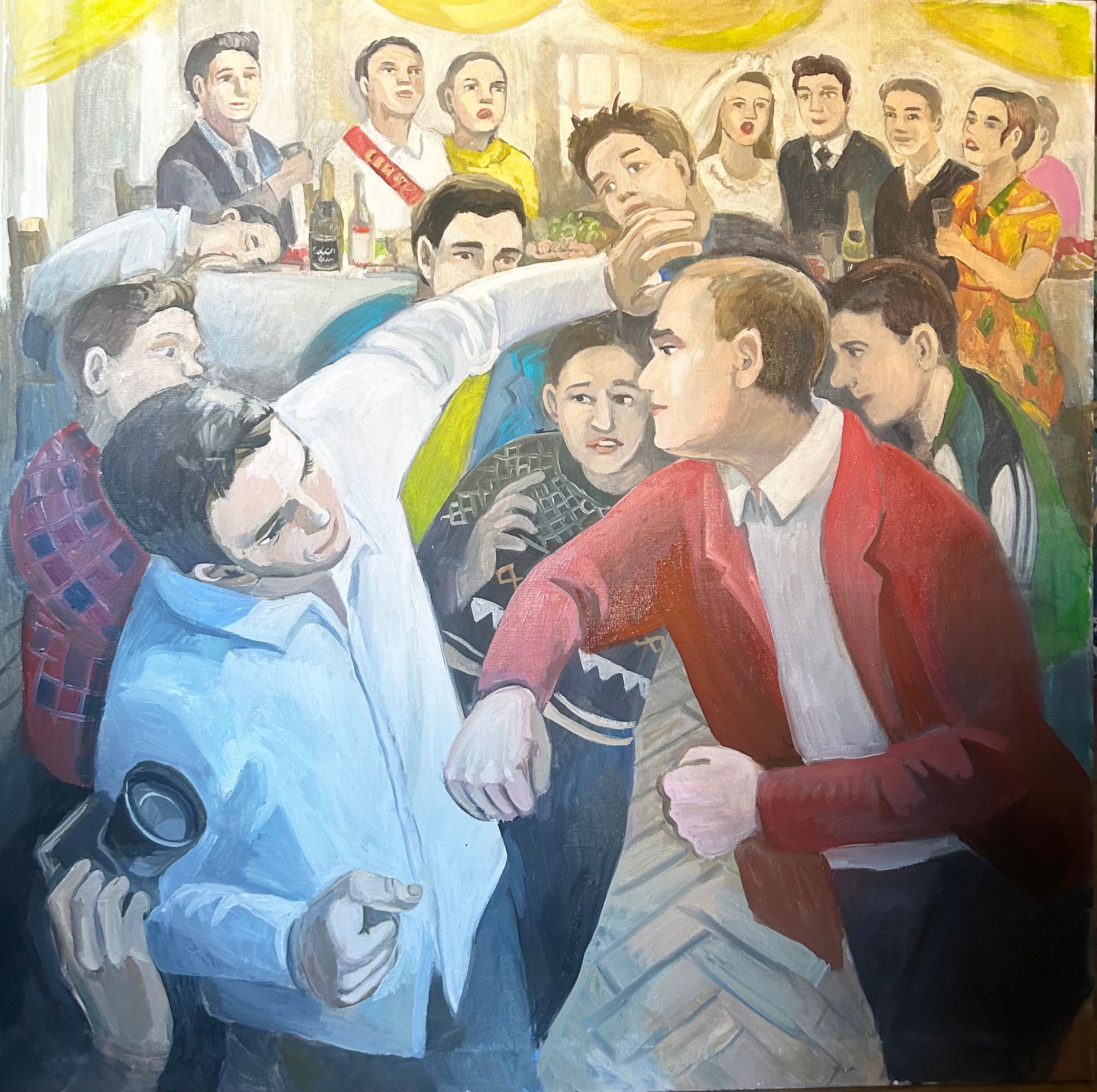 Мария Буртова (Картина, живопись - 
                  100 x 100 см) Драка на свадьбе