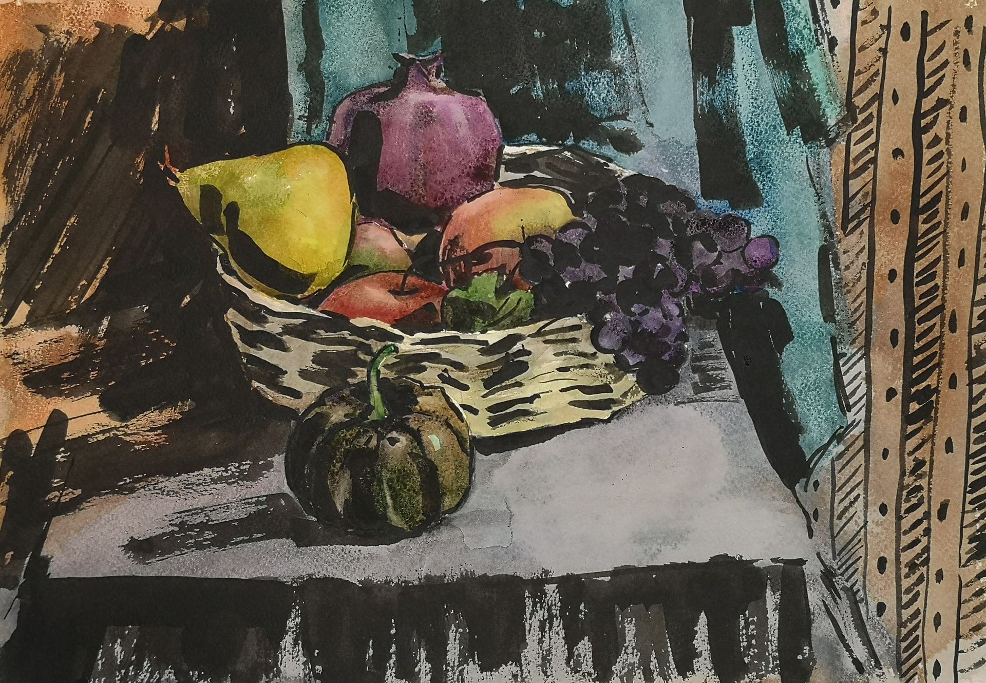 Елена Санина (Авторская графика - 
                  42 x 30 см) Фруктовая графика