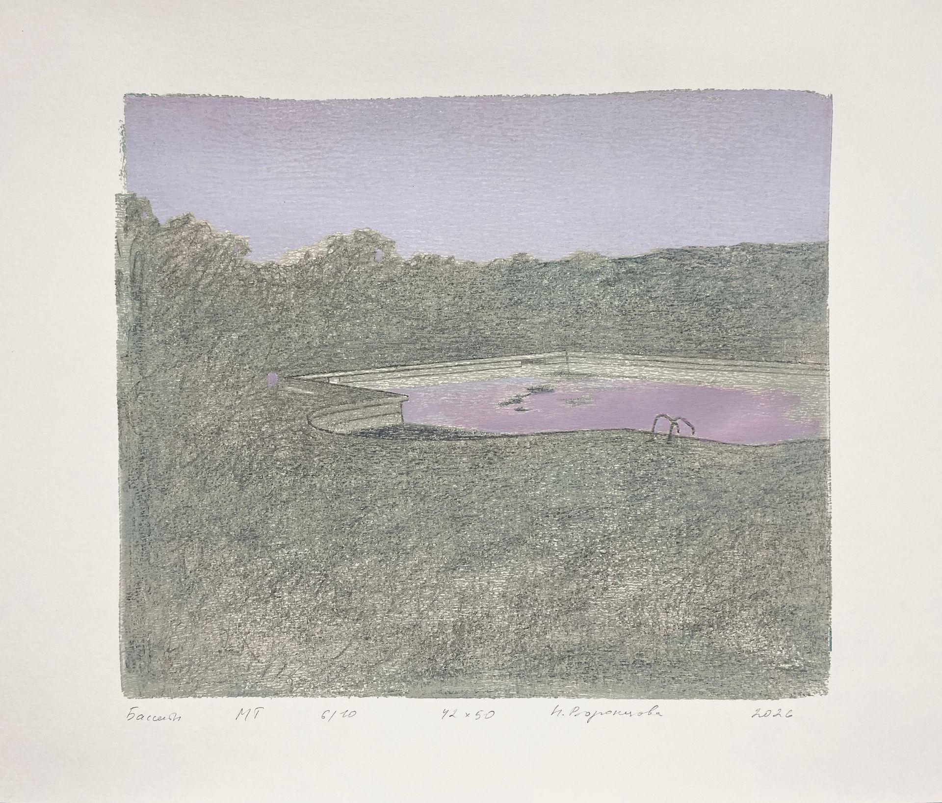 Надежда Воронцова (Графика печатная - 
                  50 x 42 см) Бассейн