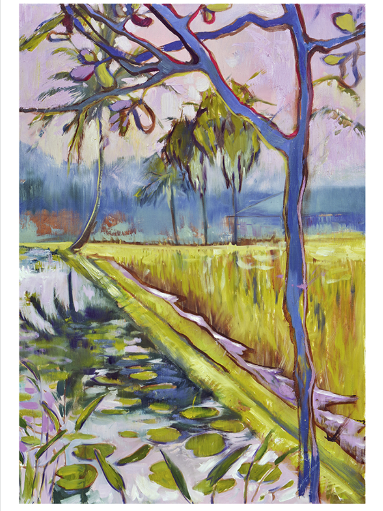 Марфа Малютина (Графика печатная - 
                  50 x 70 см) THE SUNSET IN A RICE FIELD