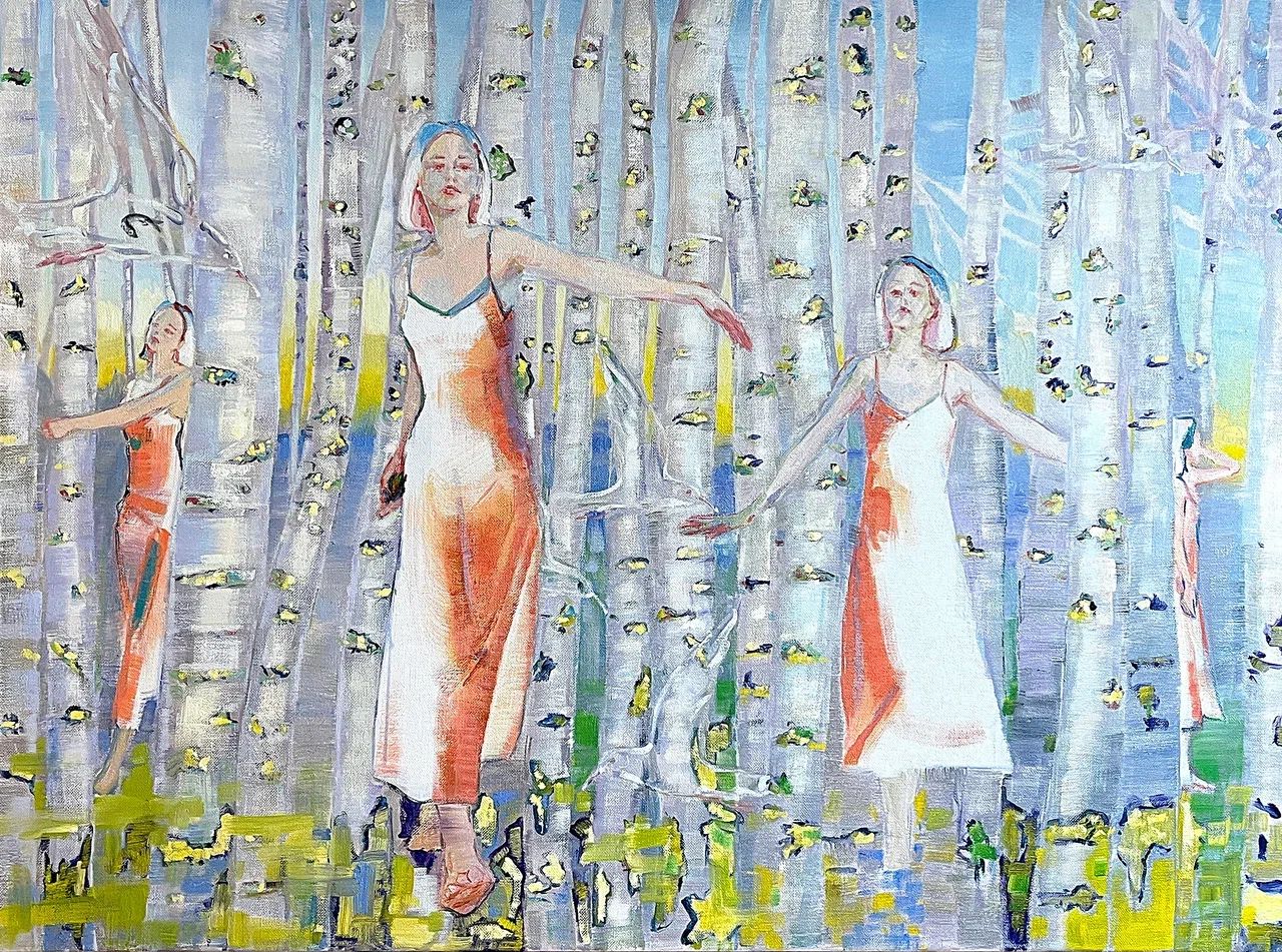 Ольга Бордей (Картина, живопись - 
                  120 x 90 см) Тени уходят в березовую рощу