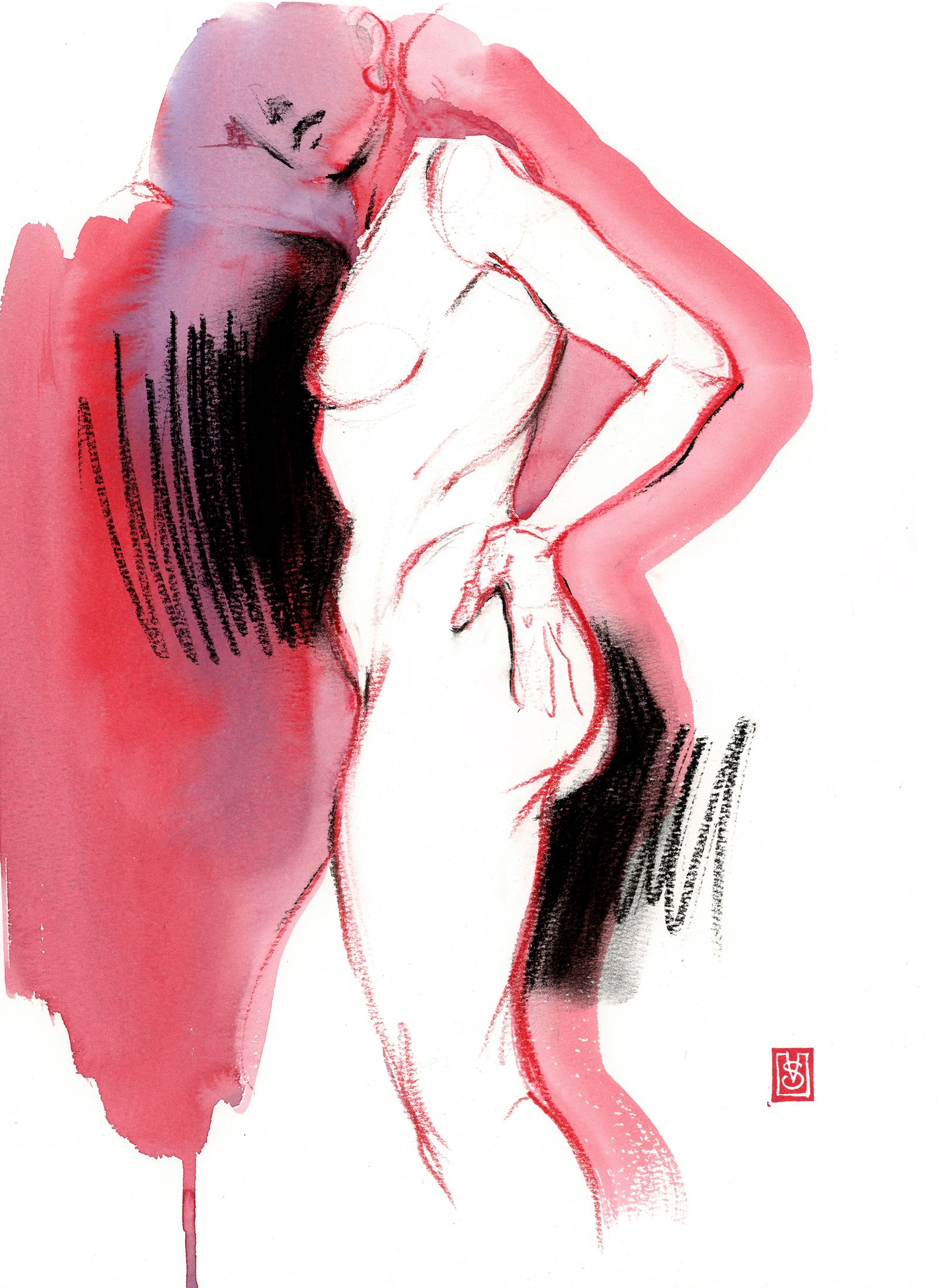 Виктория Севастьянова (Авторская графика - 
                  27 x 38 см) Nude drawing 0156