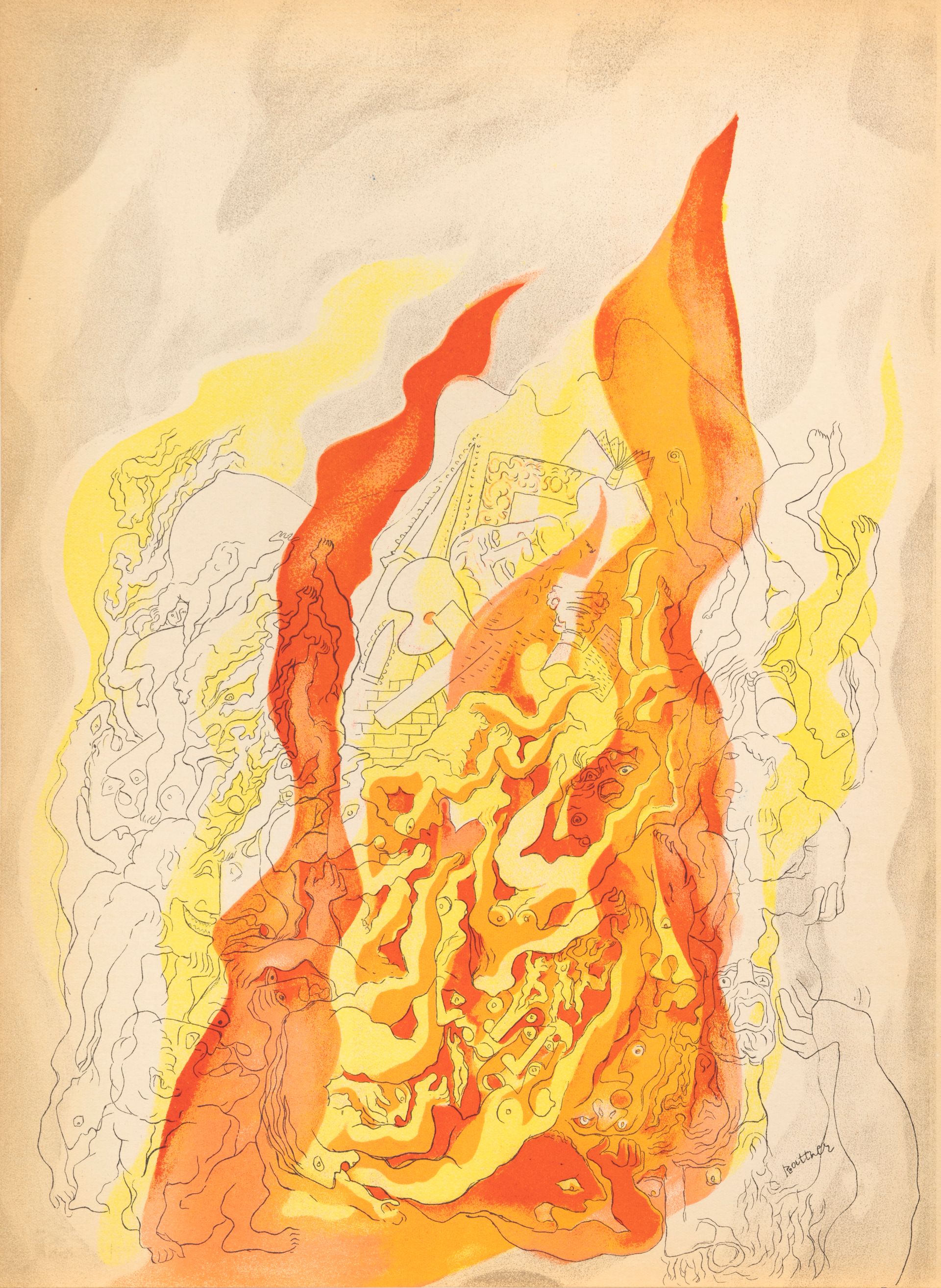 Авраам Раттнер (Графика печатная - 
                  26 x 35.5 см) Четыре элемента: Огонь