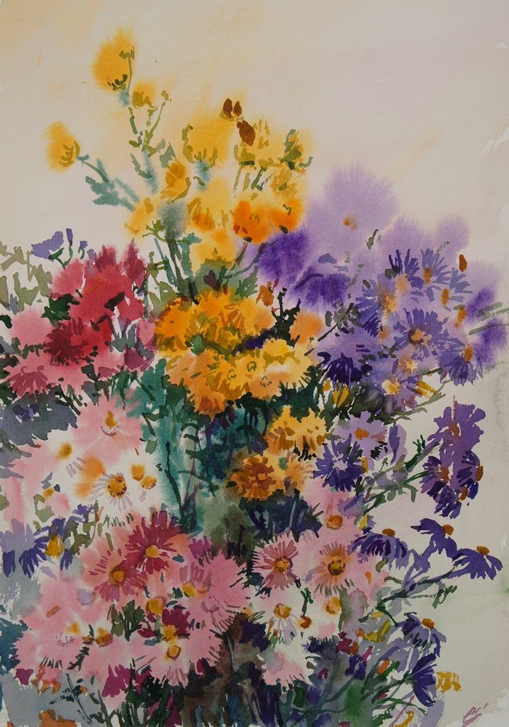 Елена Санина (Авторская графика - 
                  27 x 39 см) Осенний букет