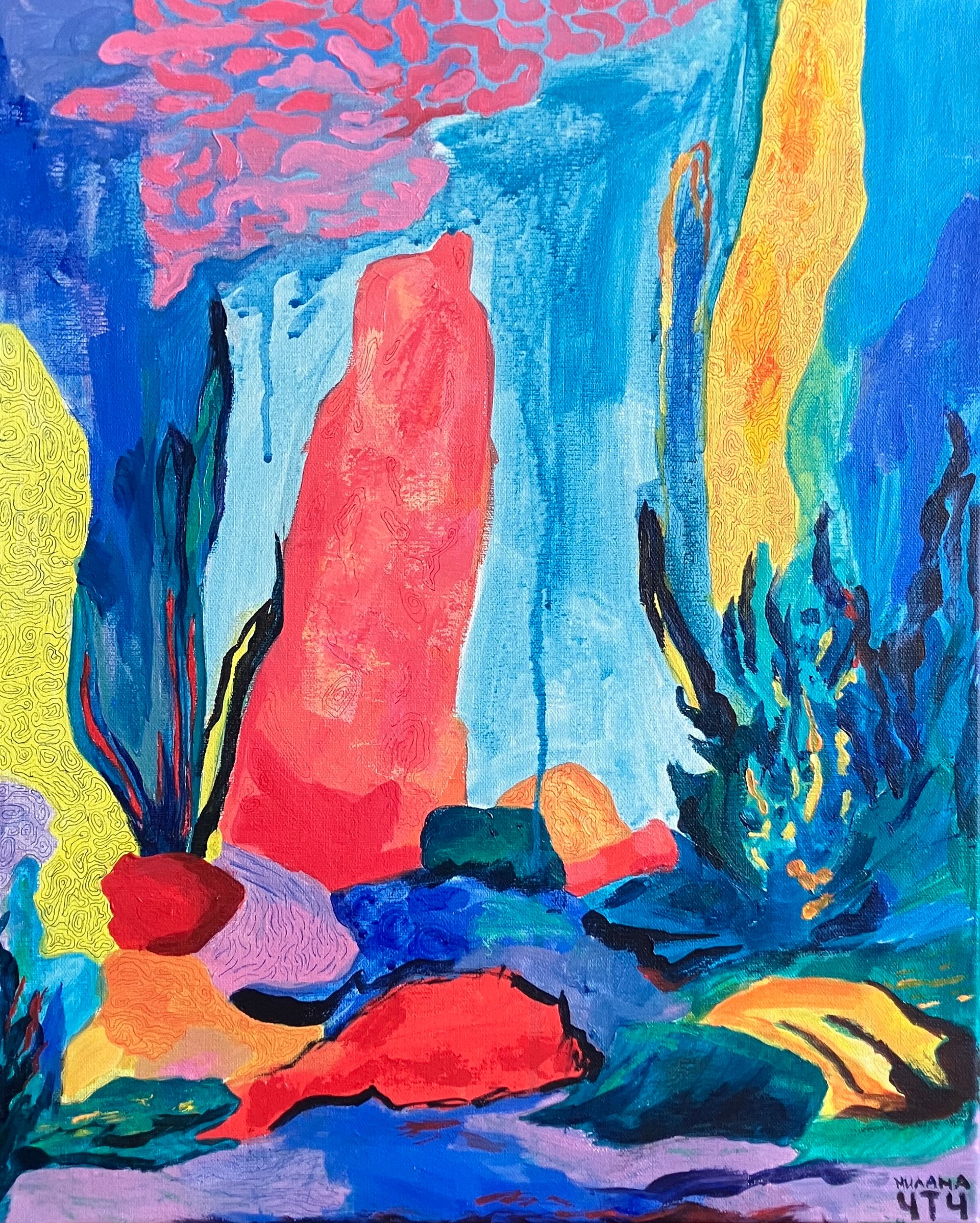 Милана Чтч (Картина, живопись - 
                  40 x 50 см) Коралловое ущелье в синих водах