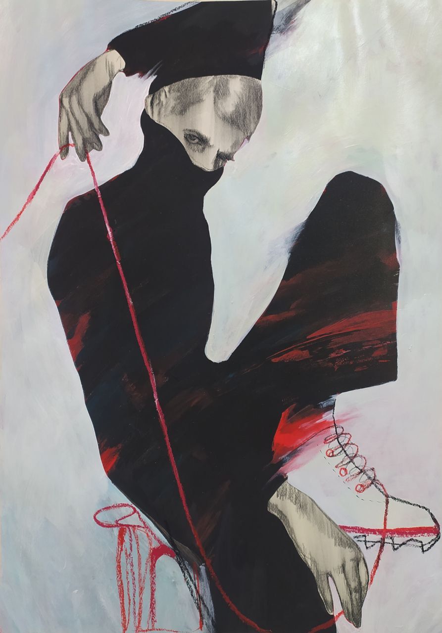 Юля Степанова (Авторская графика - 
                  56 x 80 см) Красная нить