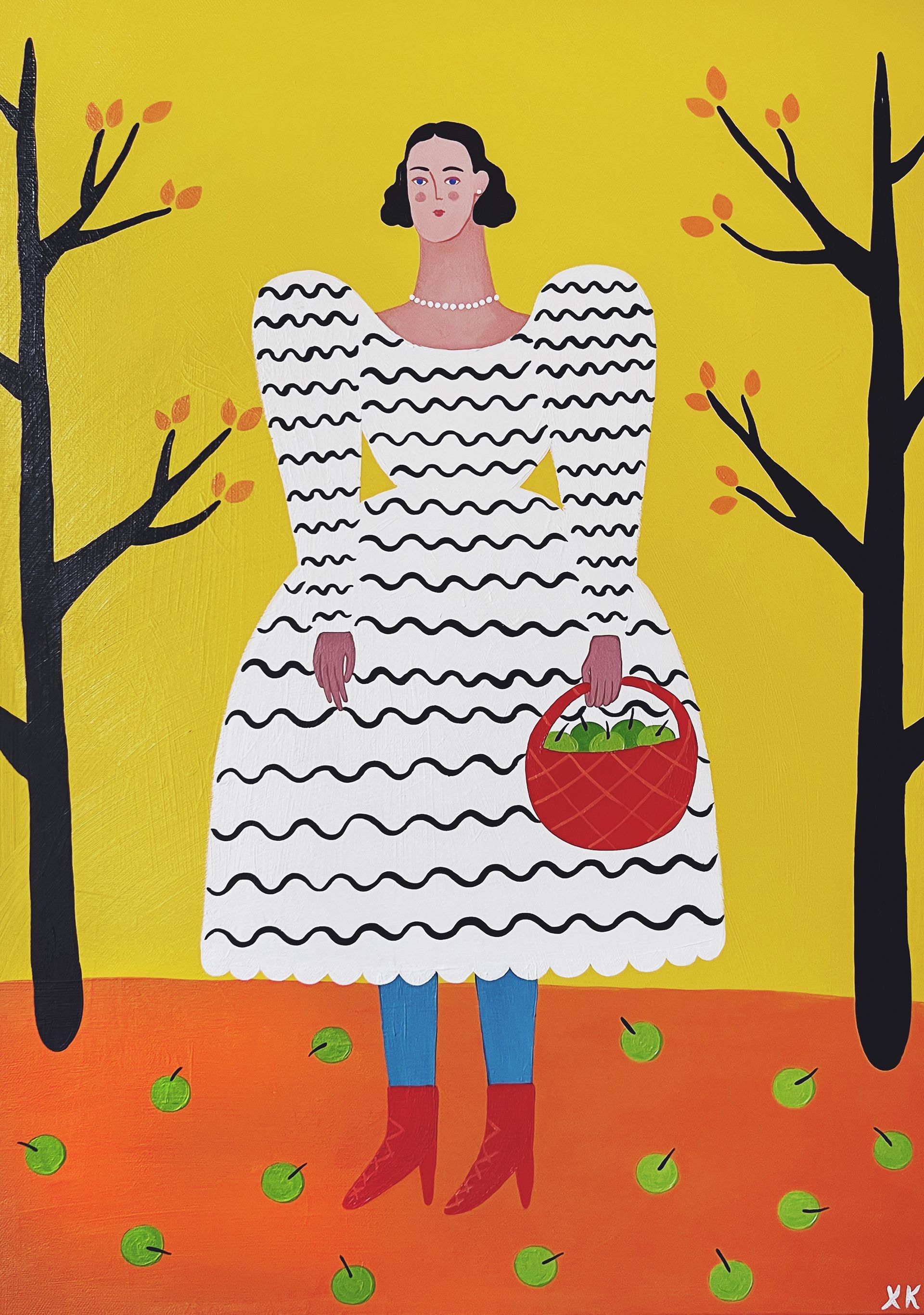 Ксения Хромцова (Картина, живопись - 
                  50 x 70 см) Сбор яблок