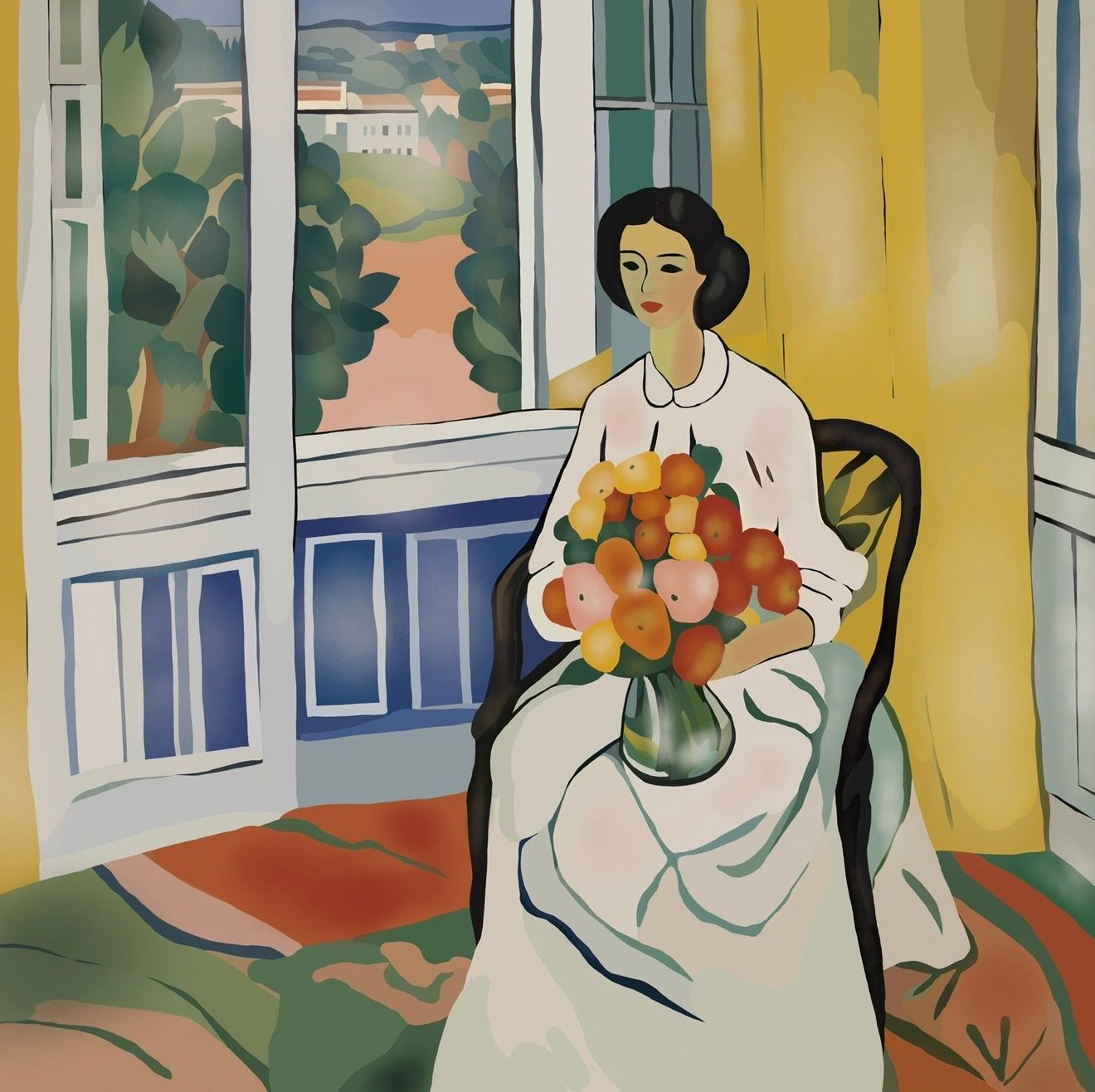 Нина Цорити (Картина, живопись - 
                  70 x 70 см) Букет для любимой