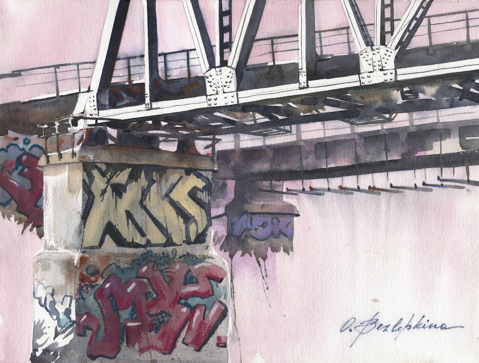 Ольга Безлепкина (Авторская графика - 
                  50 x 40 см) Горячий воздух