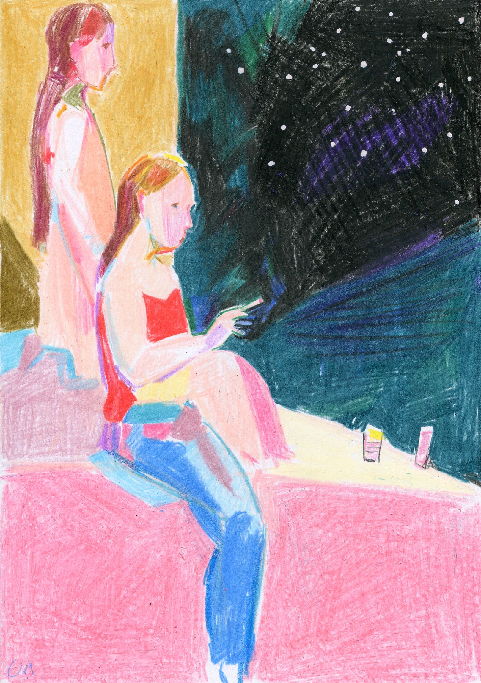 Олеся Лишаева (Авторская графика - 
                  21 x 30 см) Под звездами