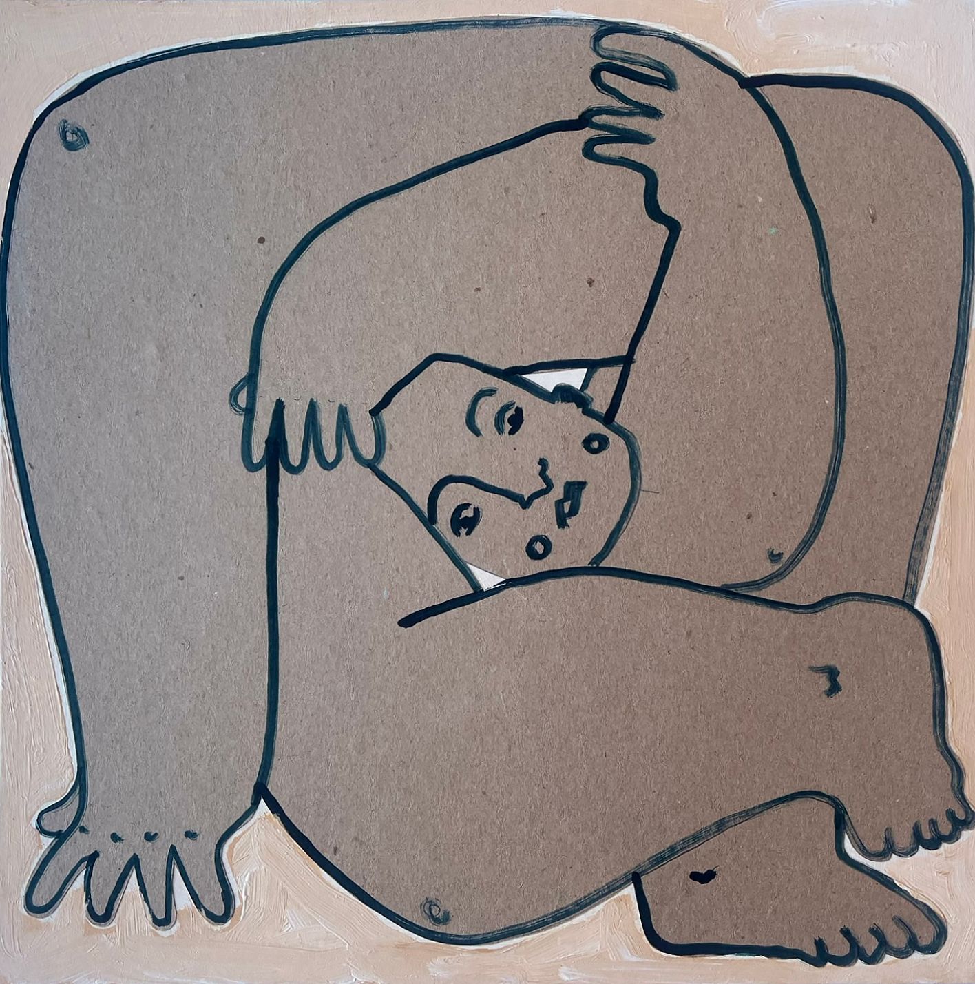 Максим Винокуров (Авторская графика - 
                  30 x 30 см) Угораздило же скрючиться