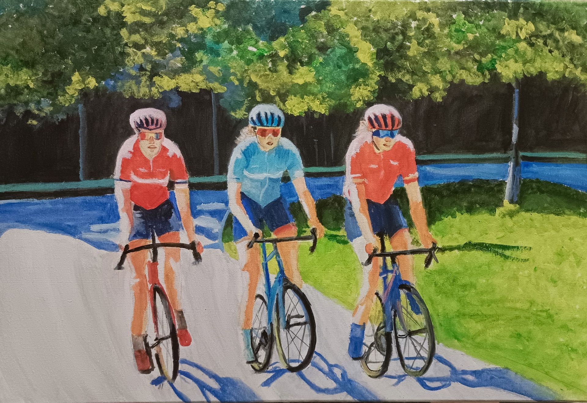 Ольга Чужакова (Картина, живопись - 
                  60 x 40 см) Велосипедистки