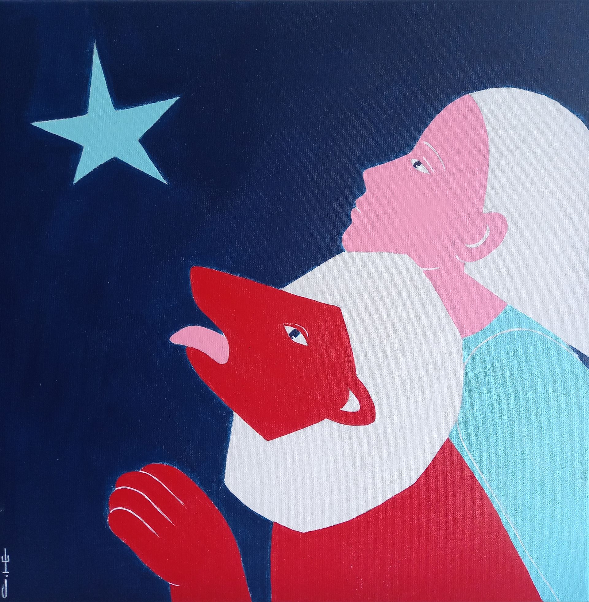 Саша Катинаускиене (Картина, живопись - 
                  30 x 30 см) Красный лев и звезда