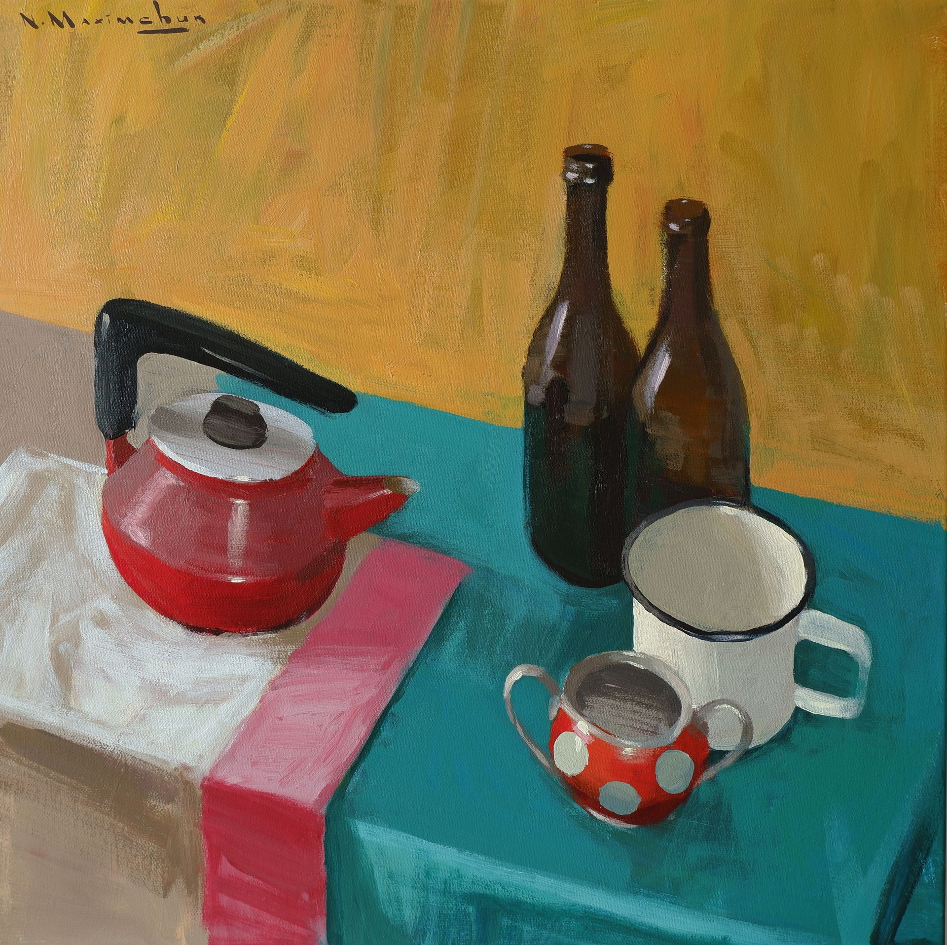 Никита Максимчук (Картина, живопись - 
                  50 x 50 см) Красный чайник