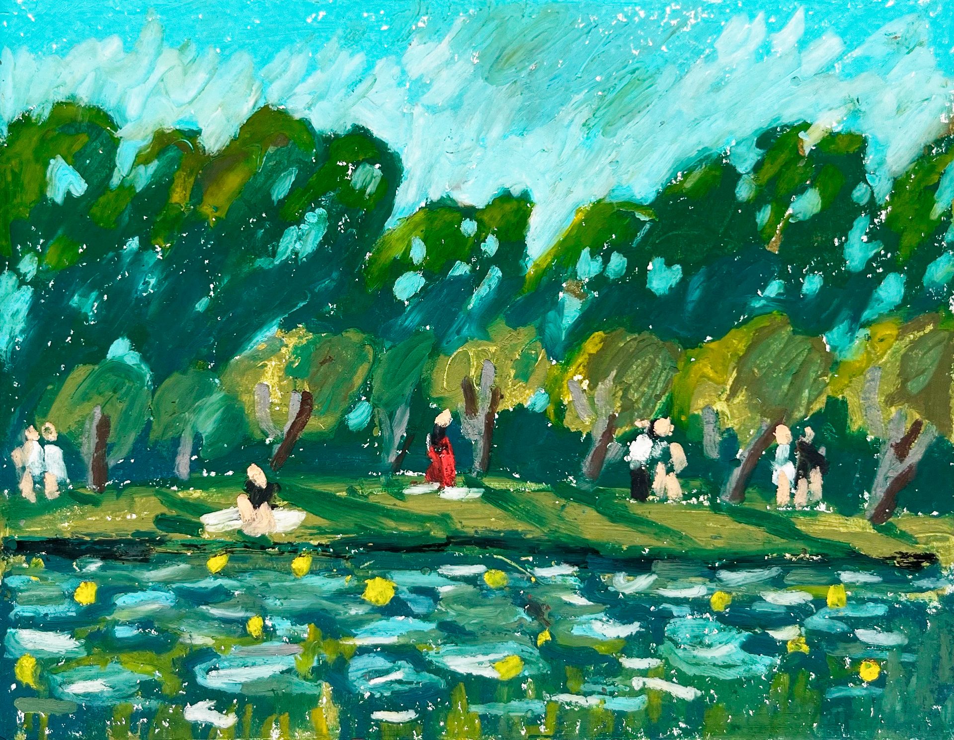 Мария Спроге (Авторская графика - 
                  19 x 14.5 см) У озера