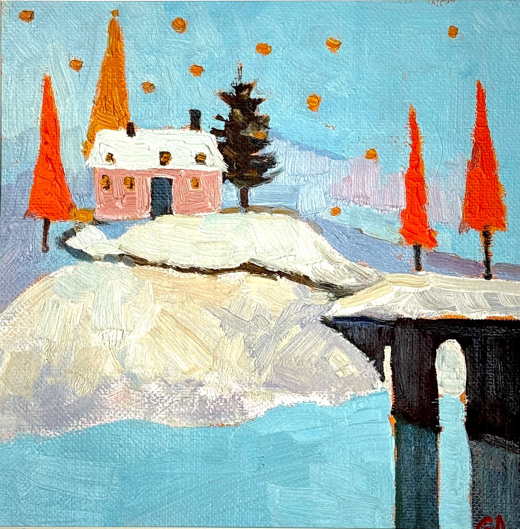 Анна Голубь (Картина, живопись - 
                  34.3 x 34.3 см) Настроение Рождество N4