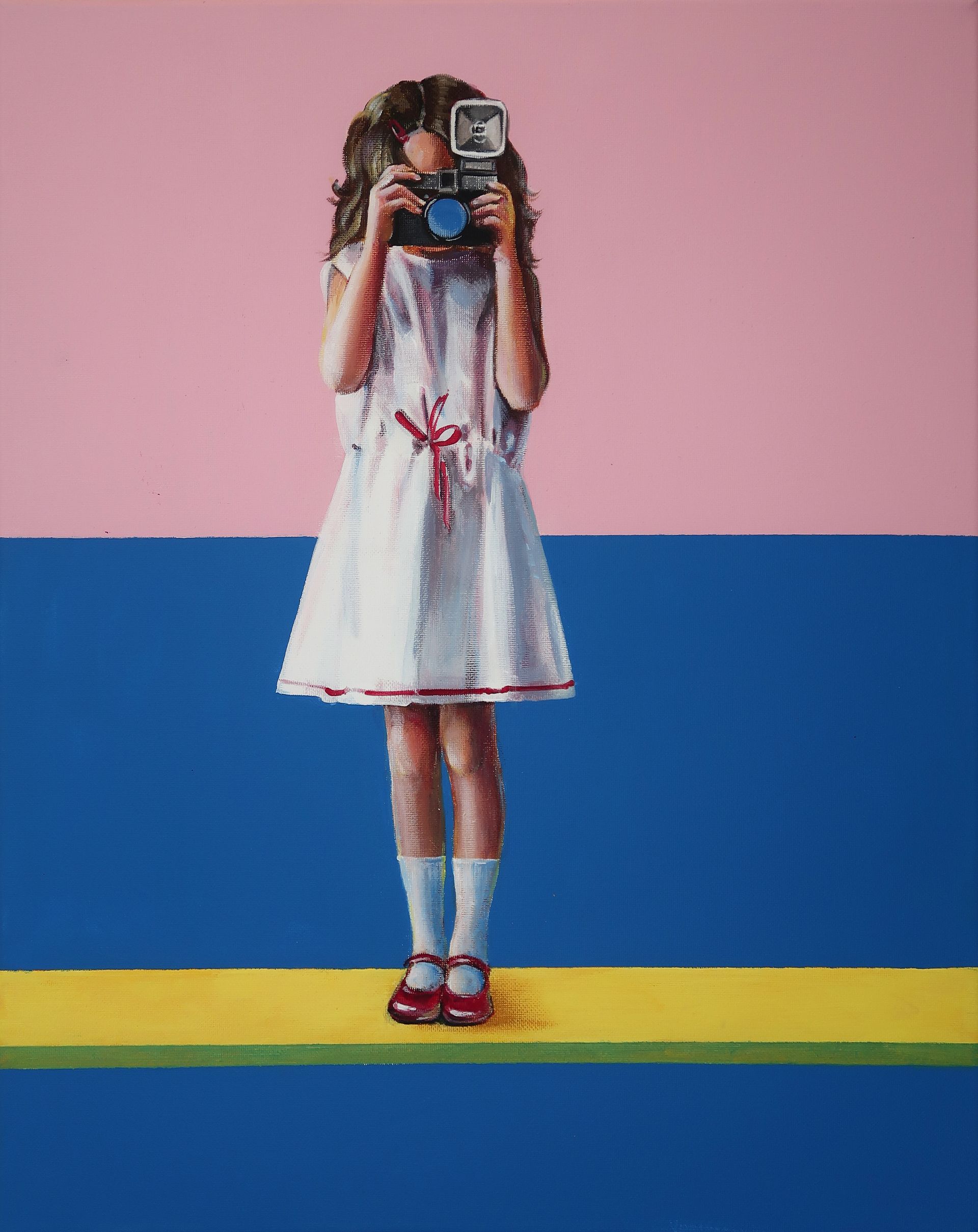 Светлана Искоских (Картина, живопись - 
                  40 x 50 см) Фотоохота. Девушка и фотокамера
